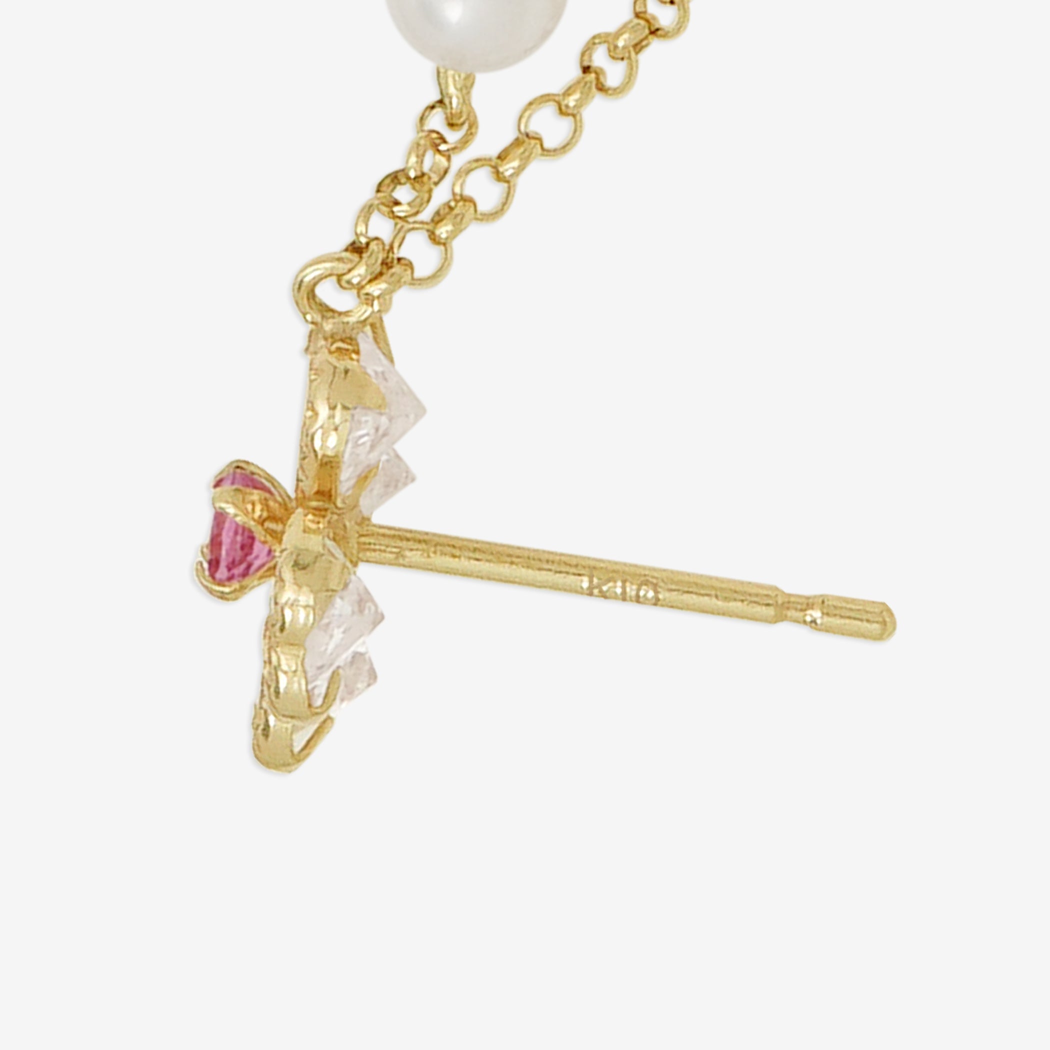 10月誕生石 K10 イエローゴールド ピンクトルマリン クローバー