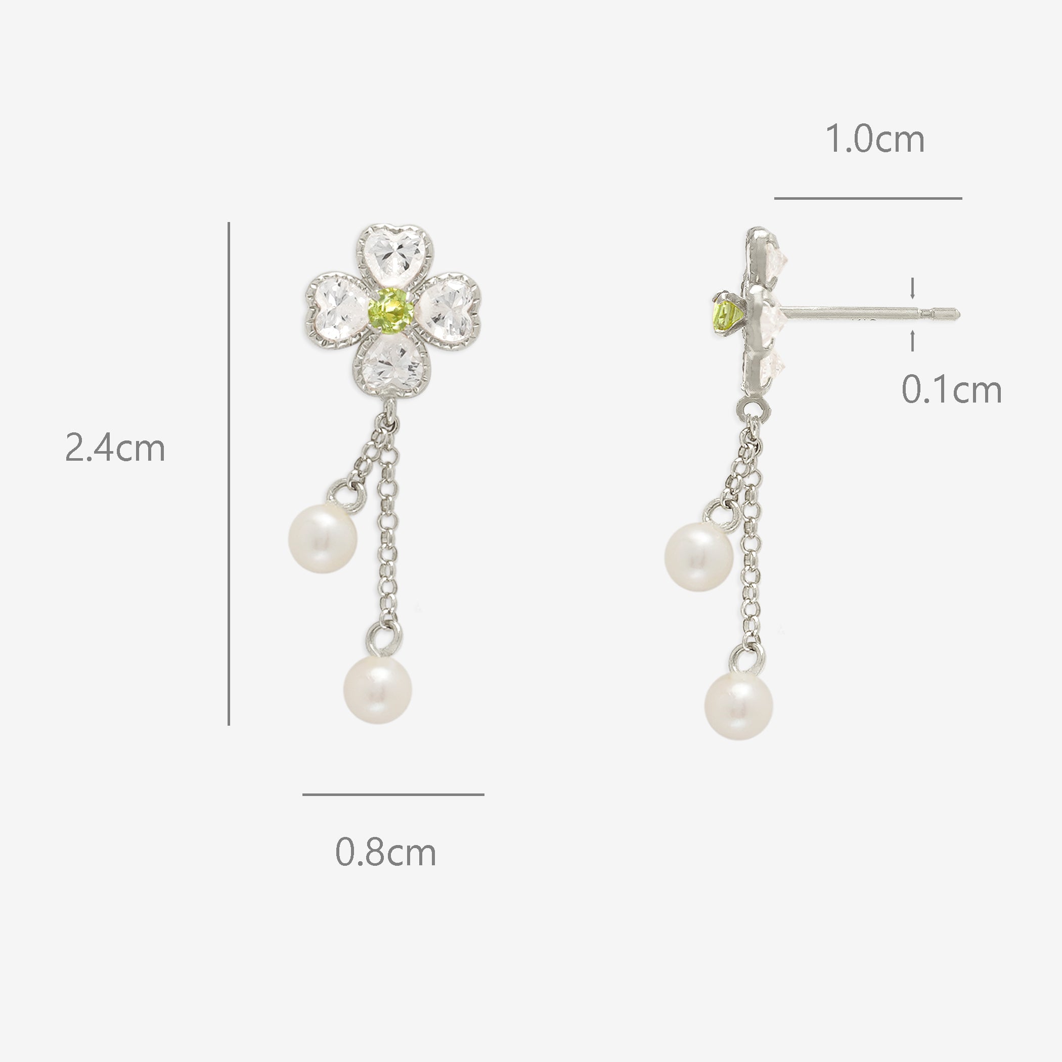 8月誕生石 K10 ホワイトゴールド ペリドット クローバー ピアス