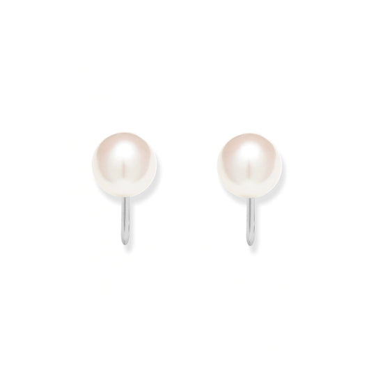 6月誕生石 K18 ホワイトゴールド あこや真珠 イヤリング