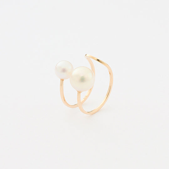 6月誕生石 K10 イエローゴールド あこや真珠 イヤーカフ ※片耳用