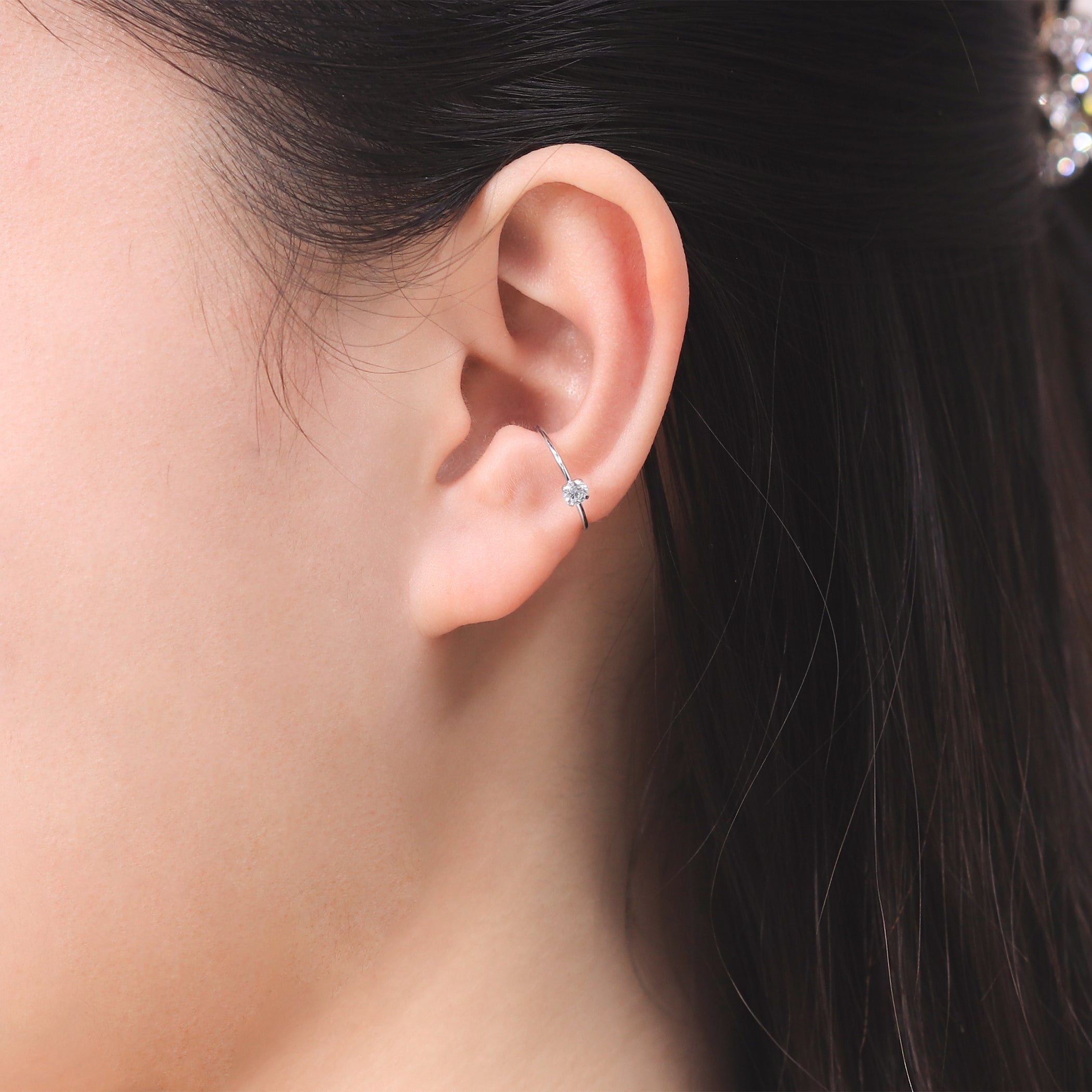 【WEB限定】K10 ホワイトゴールド キュービックジルコニア イヤーカフ ※片耳用