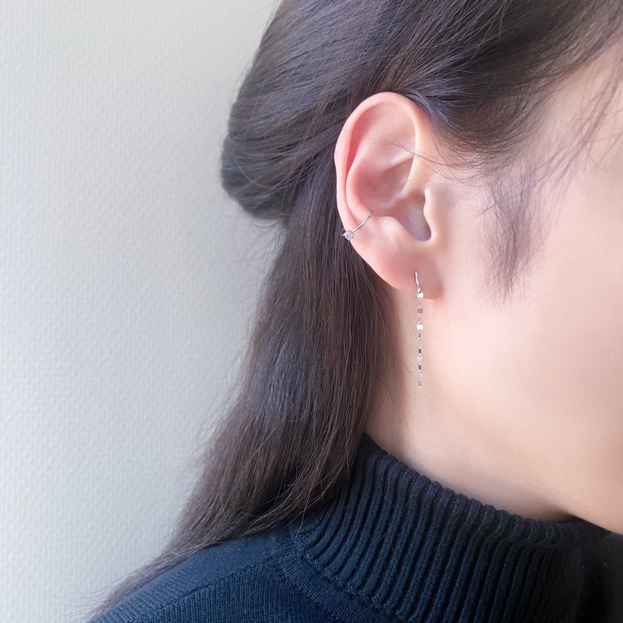 【WEB限定】K10 ホワイトゴールド キュービックジルコニア イヤーカフ ※片耳用