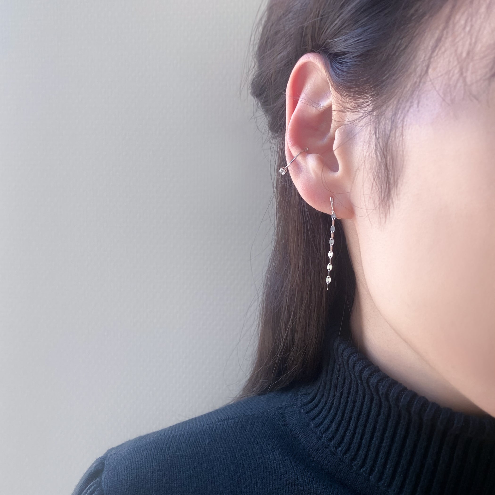 【WEB限定】K10 ホワイトゴールド キュービックジルコニア イヤーカフ ※片耳用