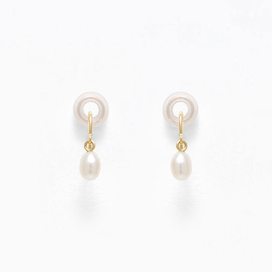 6月誕生石 K10 イエローゴールド 淡水パール イヤリング