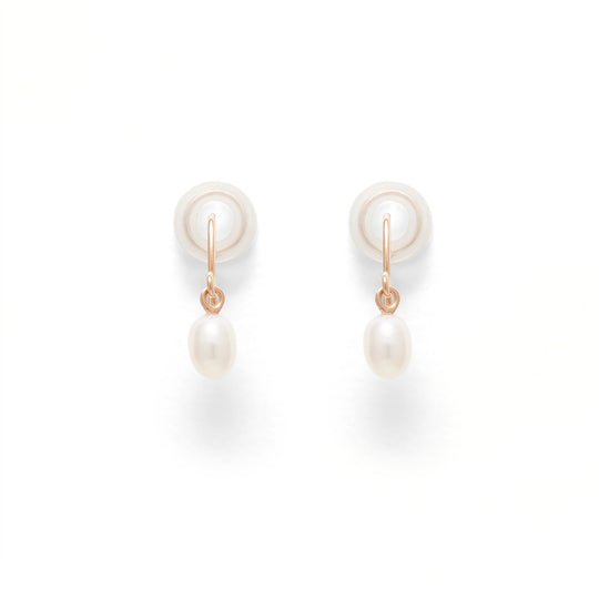 6月誕生石 K10 ピンクゴールド 淡水パール イヤリング