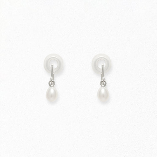 6月誕生石 K10 ホワイトゴールド 淡水パール イヤリング