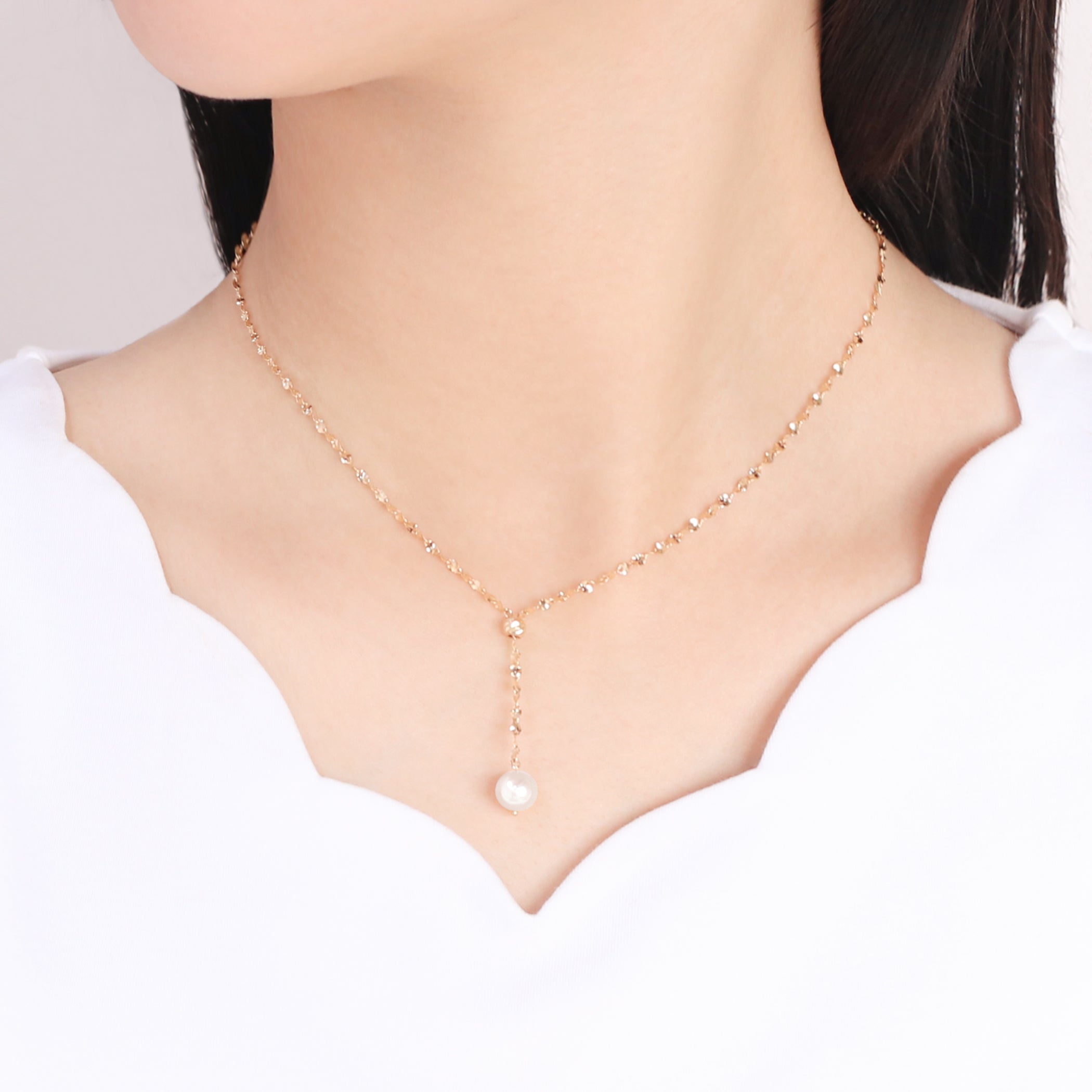 6月誕生石 K10 イエローゴールド あこや真珠 ネックレス – Milluflora