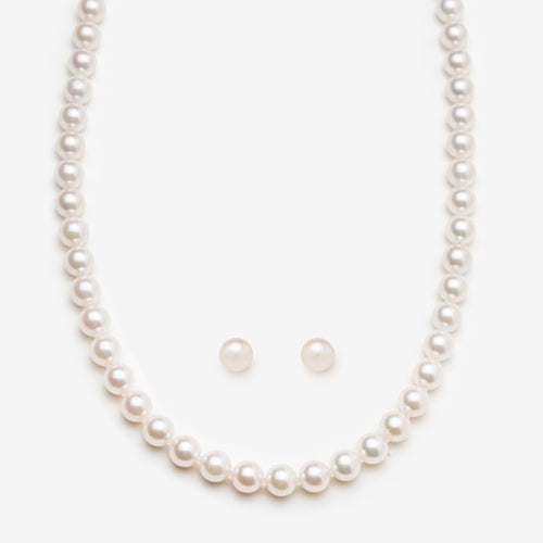 6月誕生石 シルバー あこや真珠 ネックレス ピアス 2点セット<真珠鑑別書付>