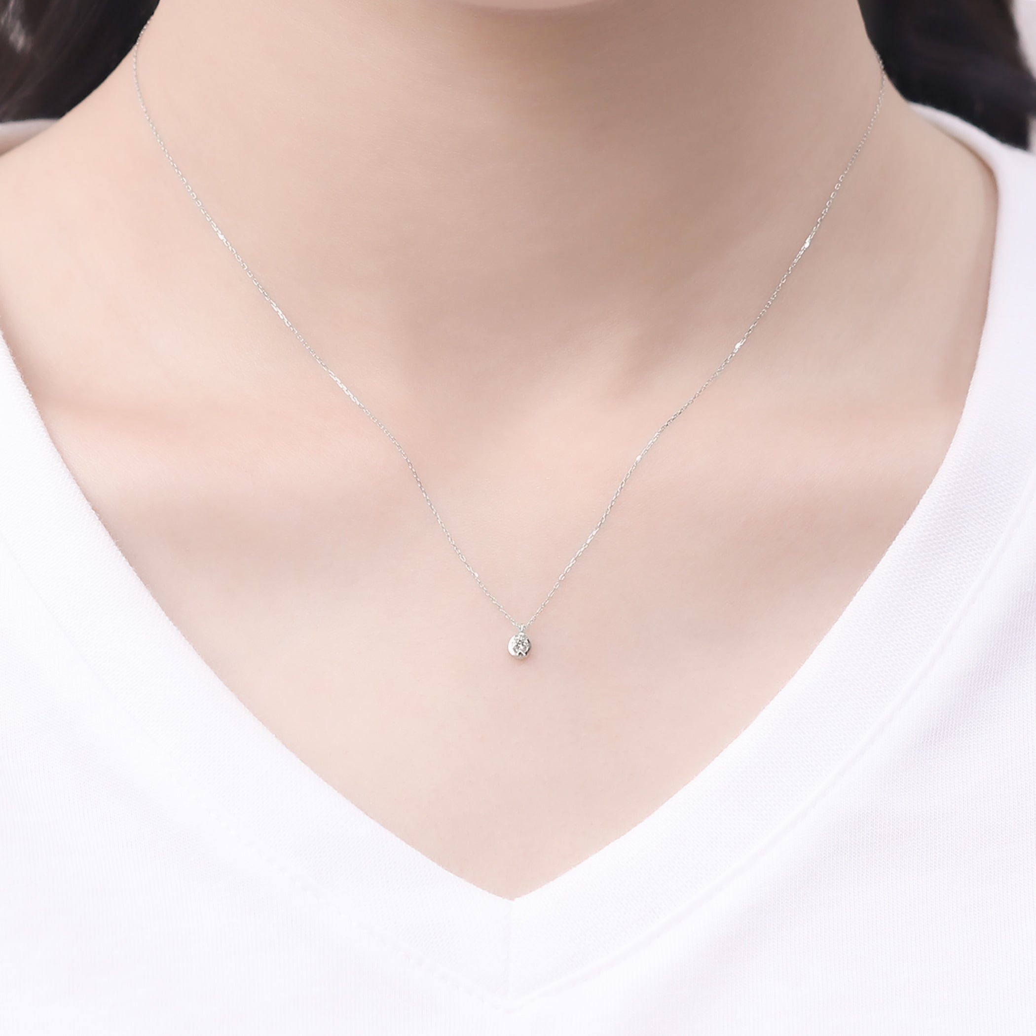 4月誕生石 K10 ホワイトゴールド ダイヤモンド ネックレス