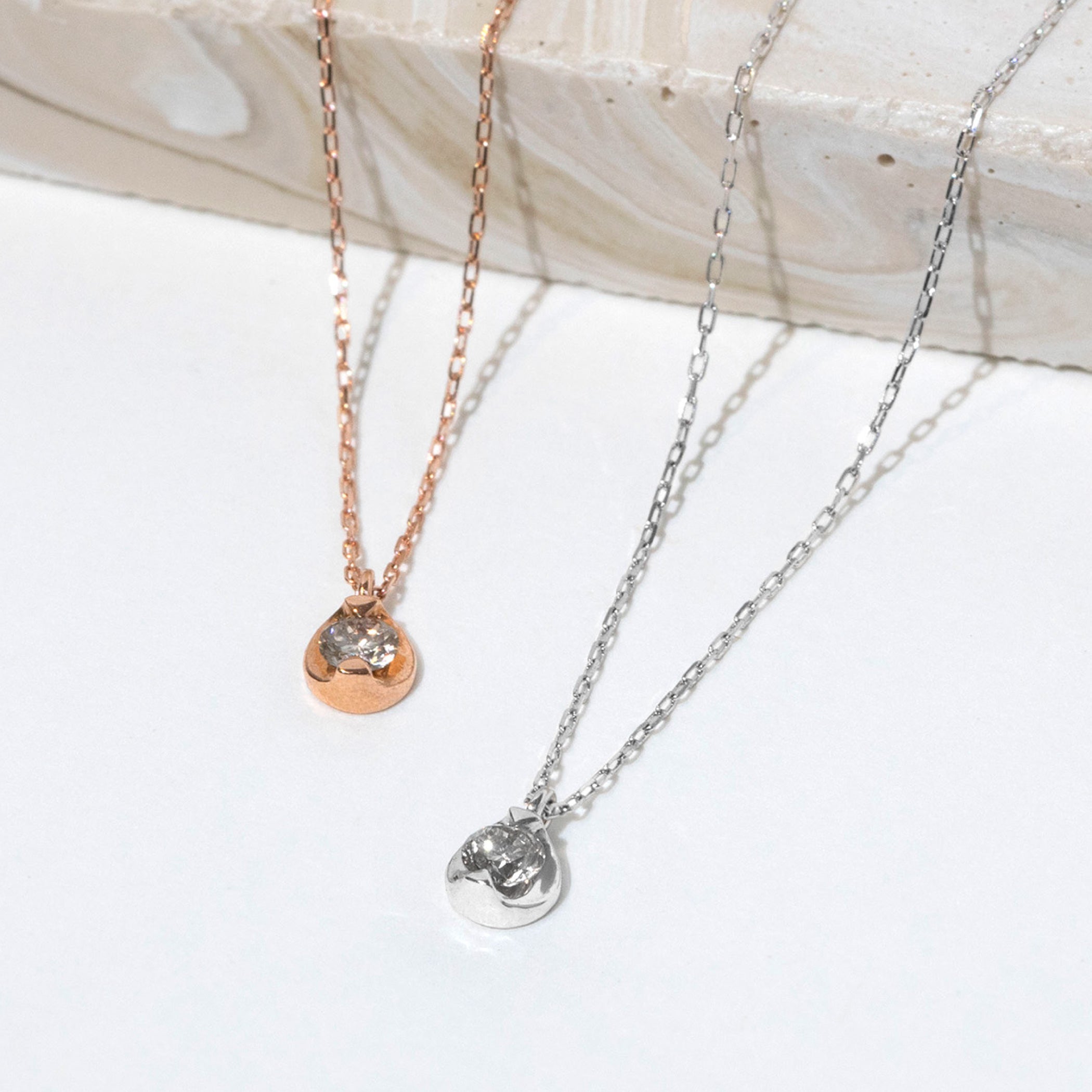 4月誕生石 K10 ピンクゴールド ダイヤモンド ネックレス