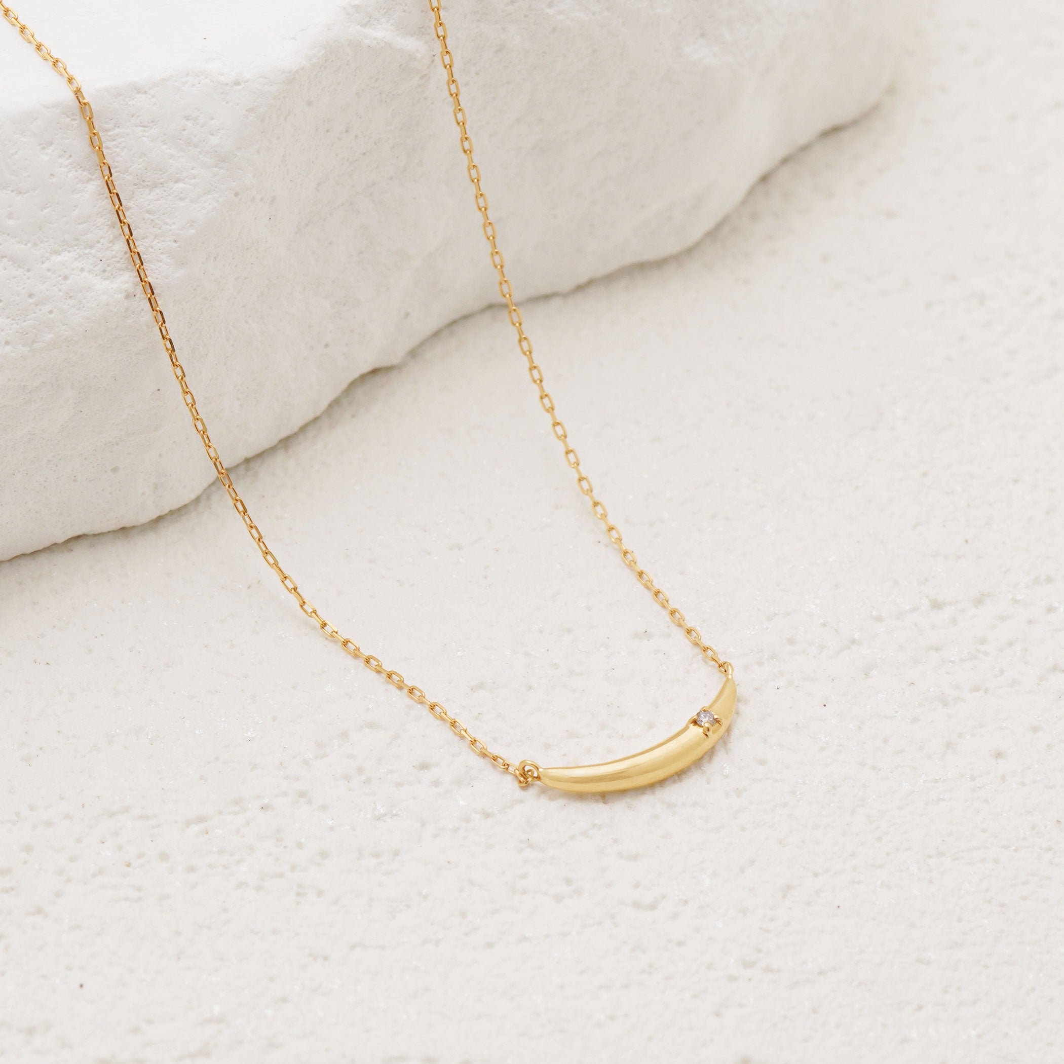 【WEB限定】K10 イエローゴールド ダイヤモンド ムーン ネックレス