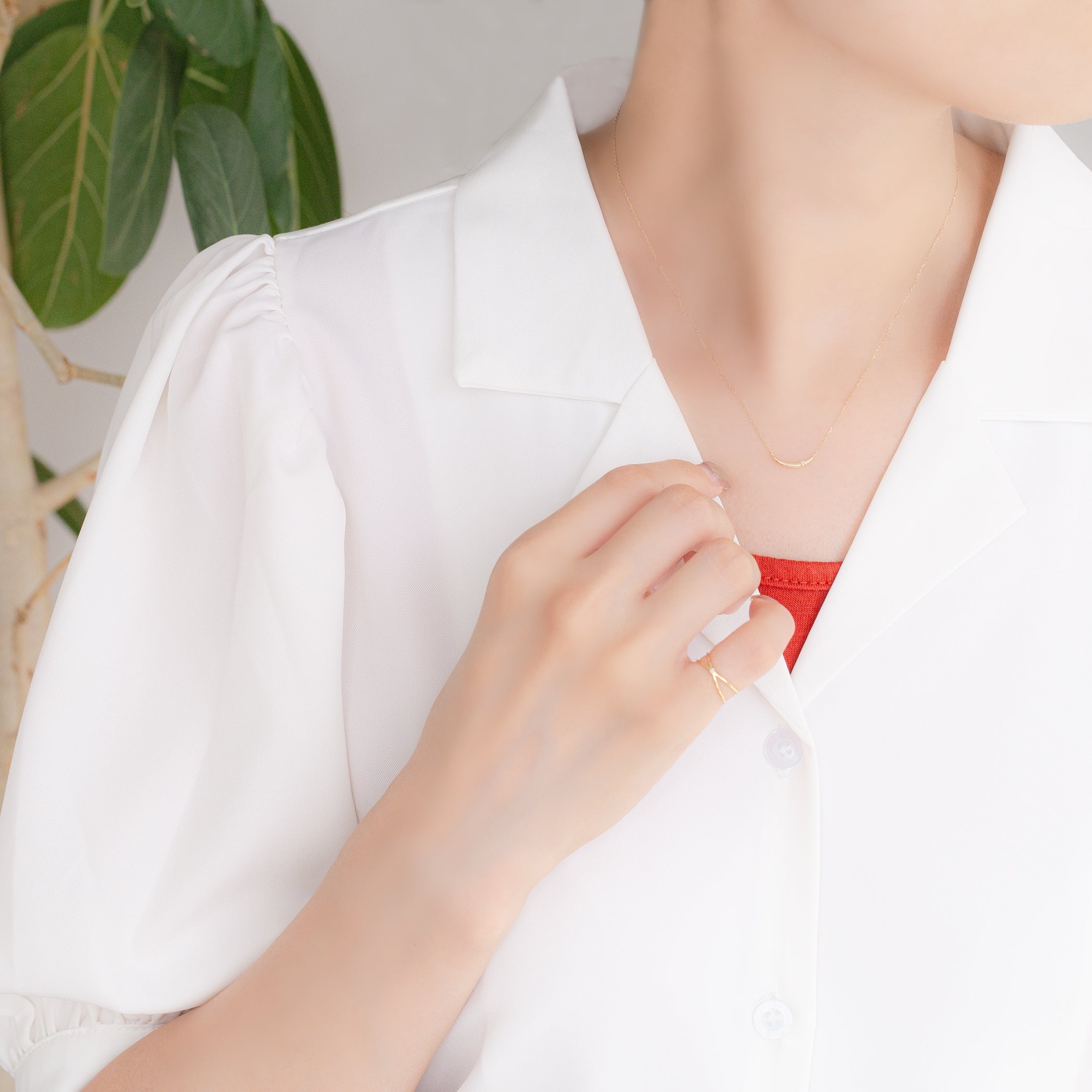 【WEB限定】K10 イエローゴールド ダイヤモンド ムーン ネックレス