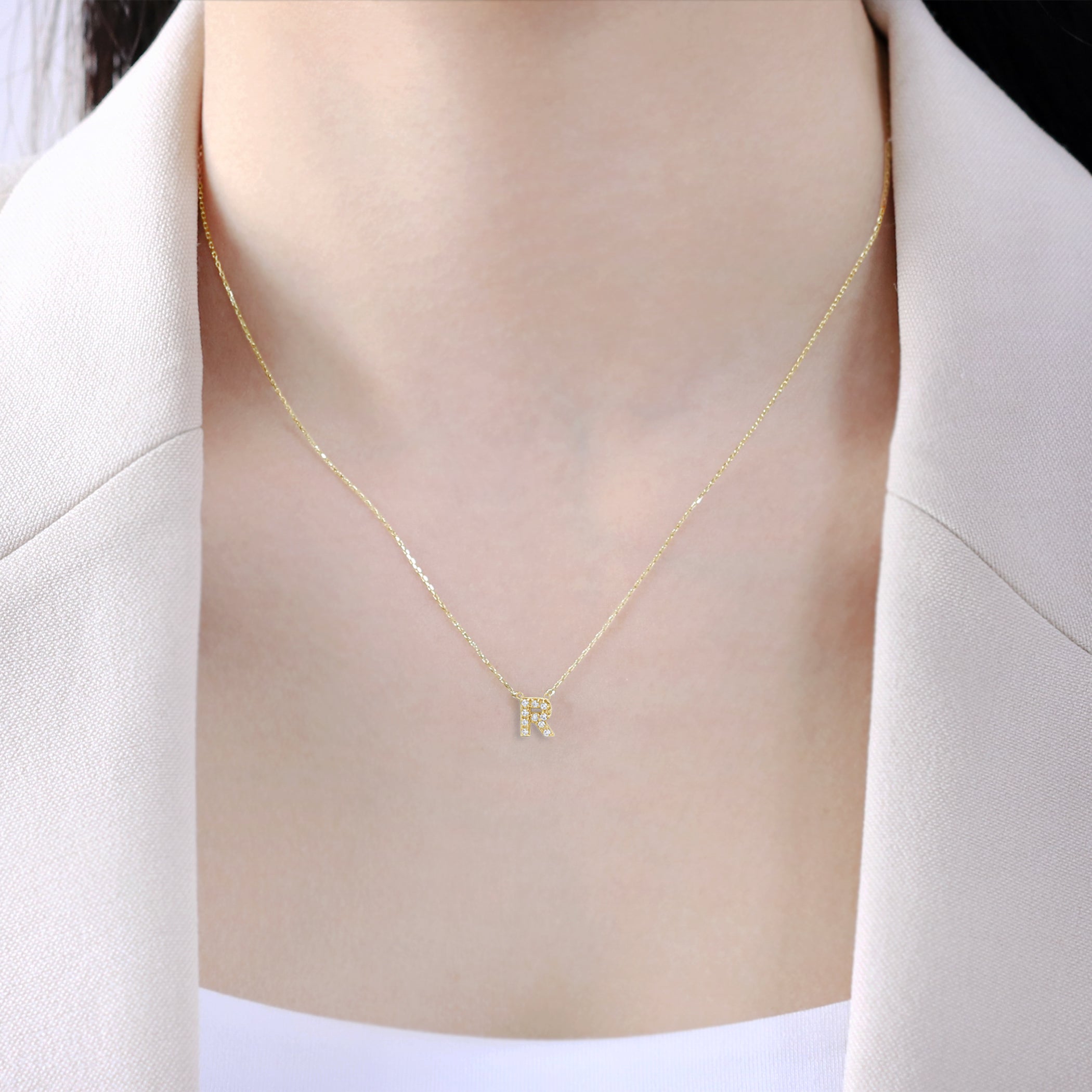 WEB限定】K10 イエローゴールド ダイヤモンド イニシャル ネックレス