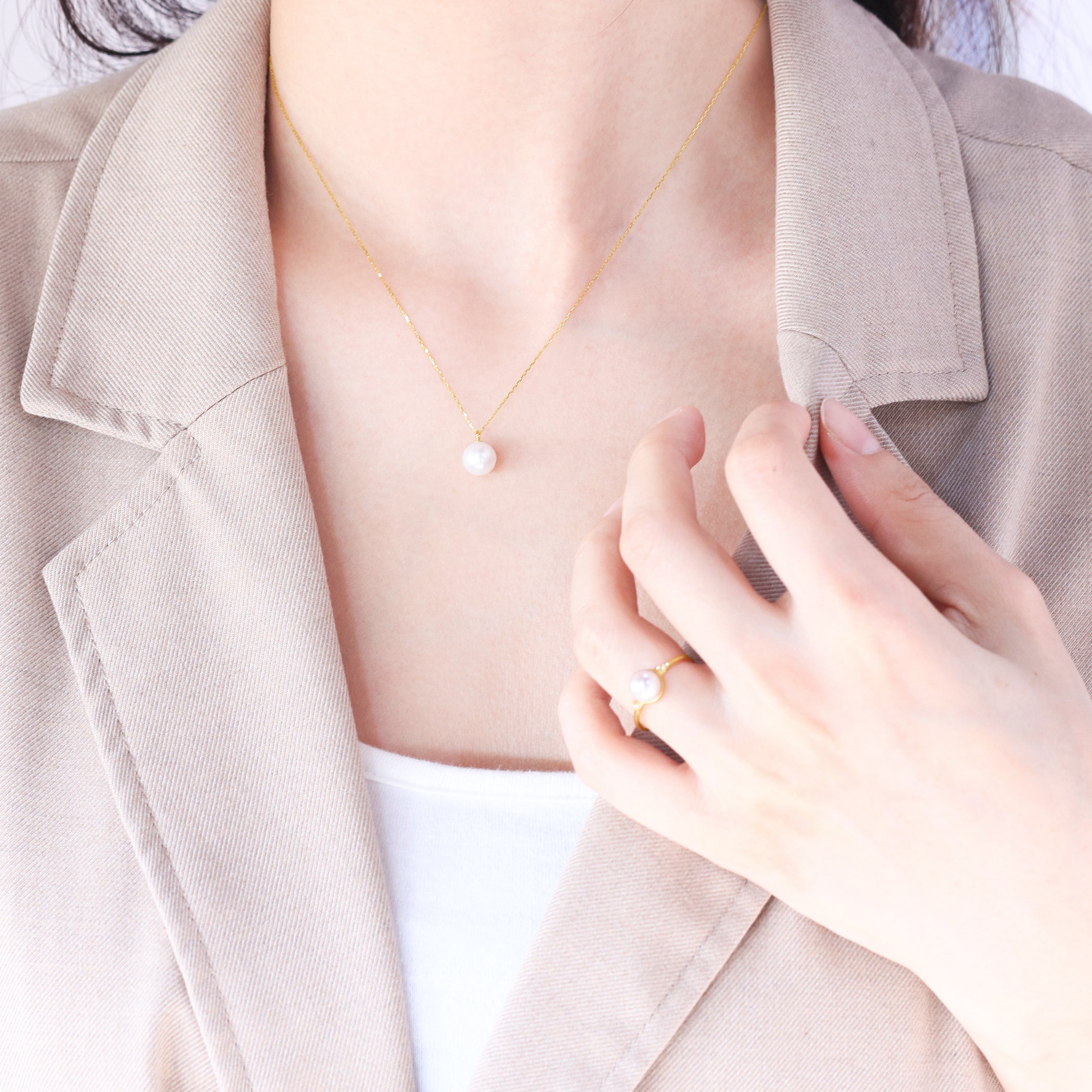 【WEB限定】6月誕生石 K10 イエローゴールド あこや真珠 ネックレス