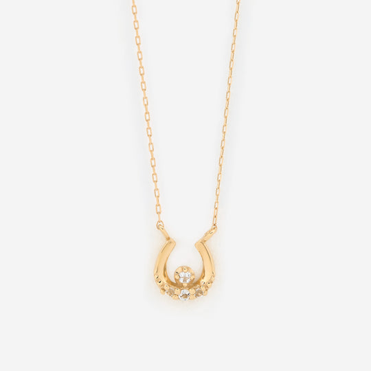 11月誕生石 K10 イエローゴールド ホワイトトパーズ 馬蹄 ネックレス