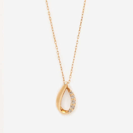 K10 イエローゴールド ダイヤモンド しずく ネックレス