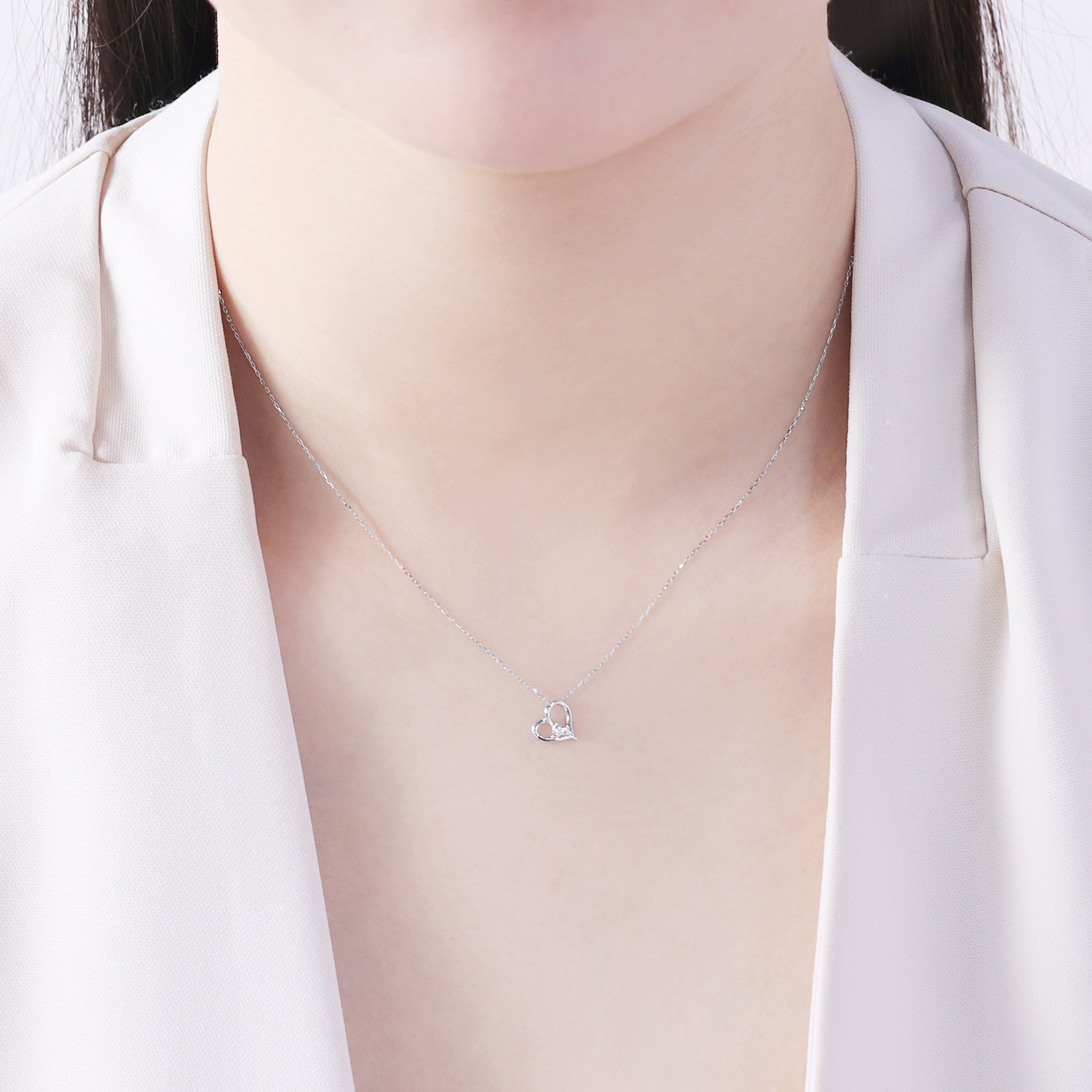 K10 ホワイトゴールド ダイヤモンド ハート ネックレス – Milluflora