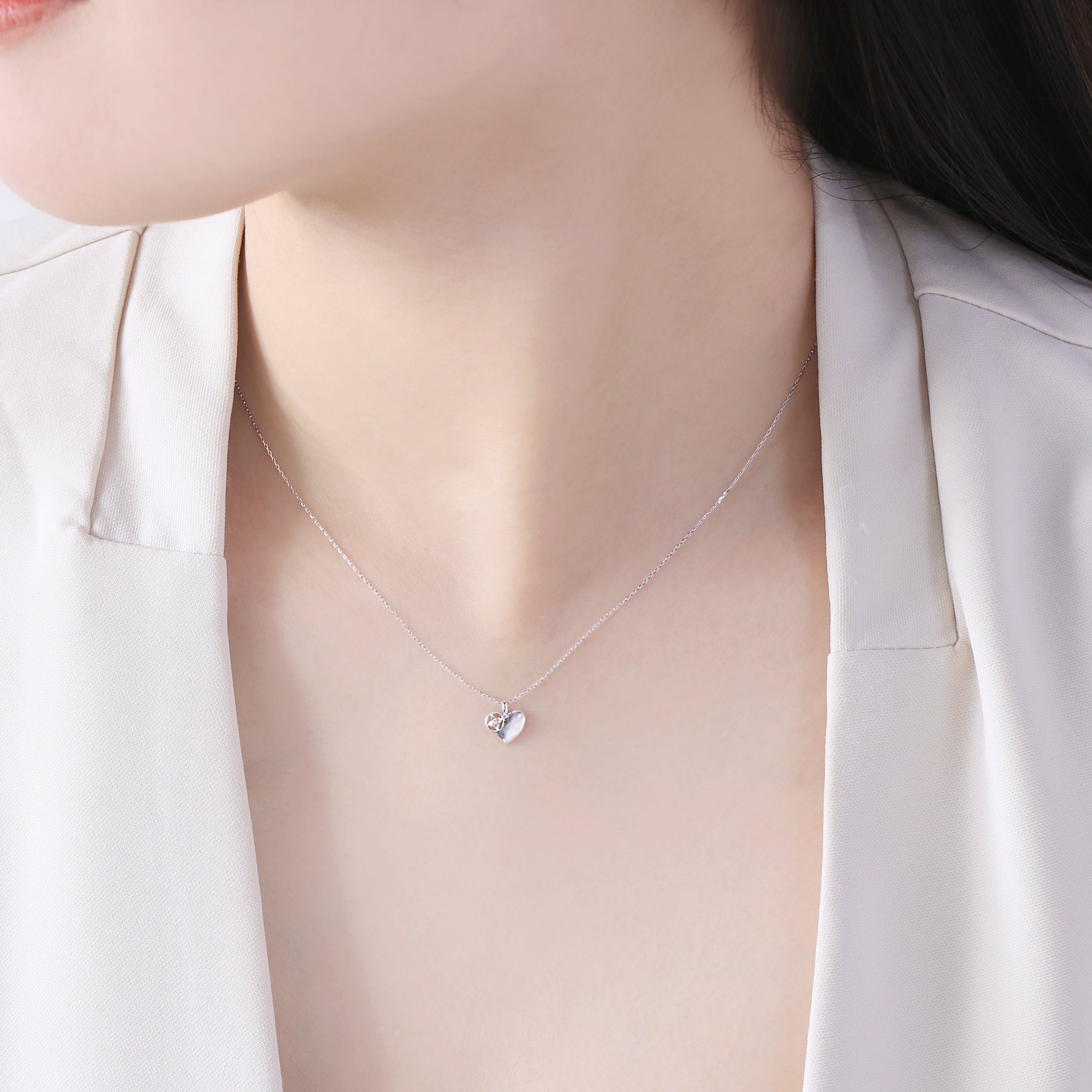 K10 ホワイトゴールド ダイヤモンド ハート ネックレス – Milluflora