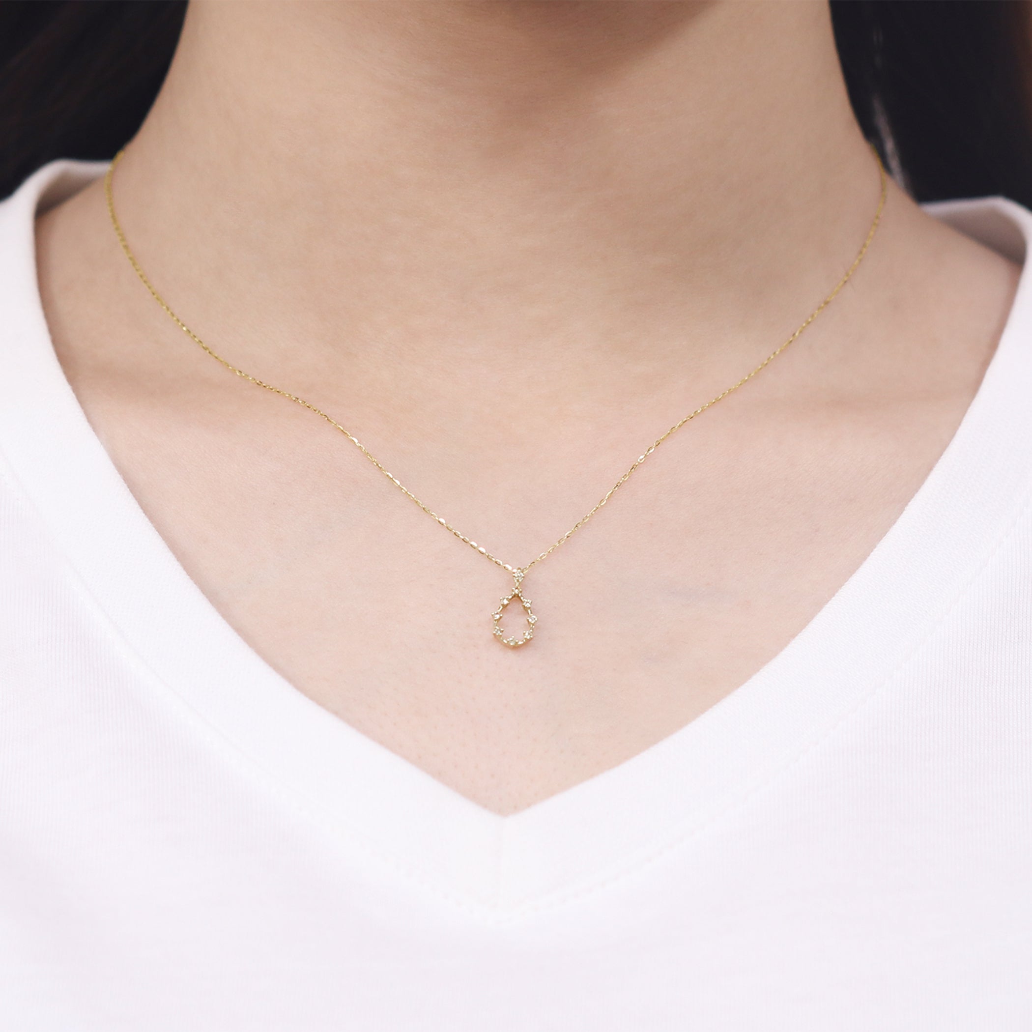 K10 イエローゴールド ダイヤモンド しずく ネックレス