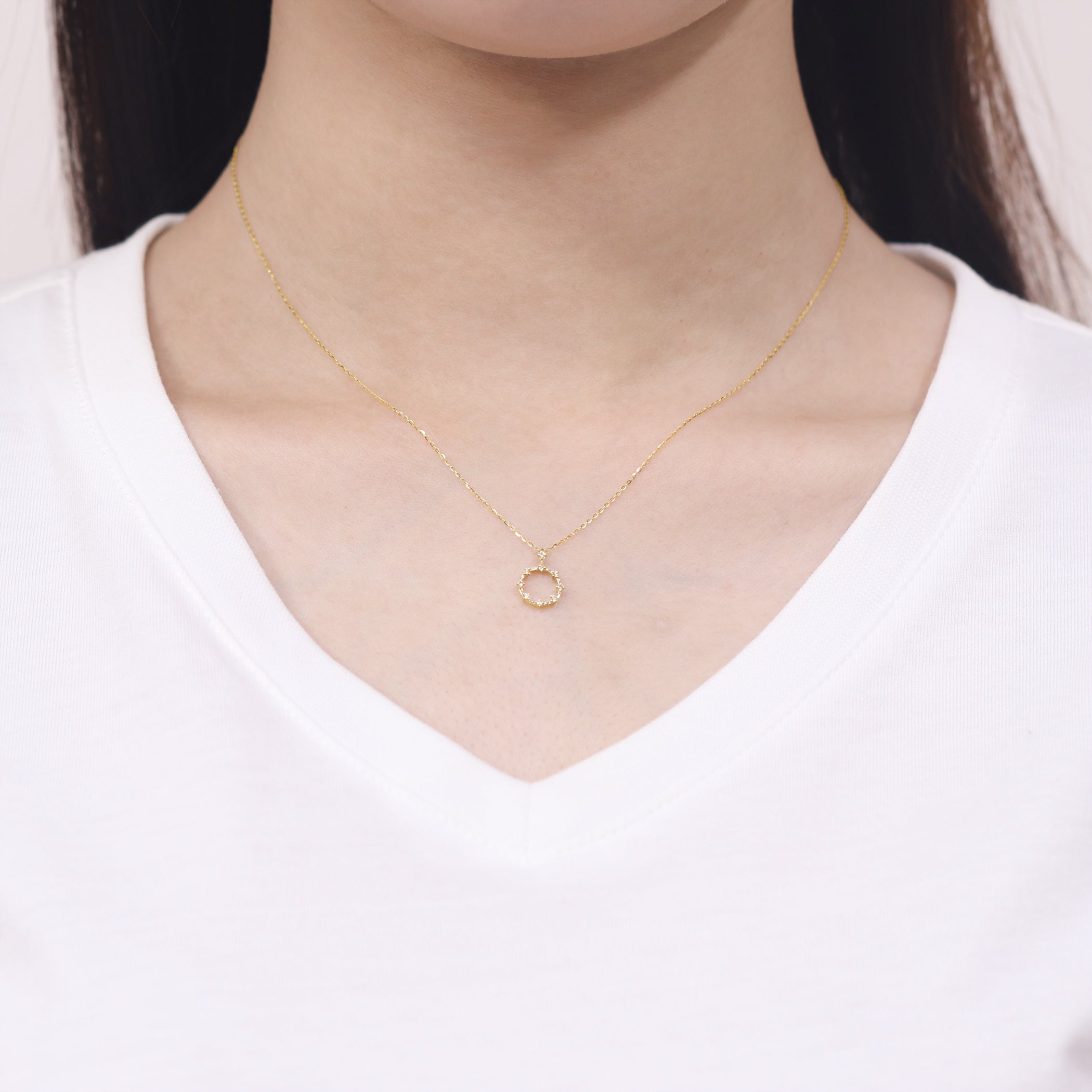 K10 イエローゴールド ダイヤモンド ネックレス