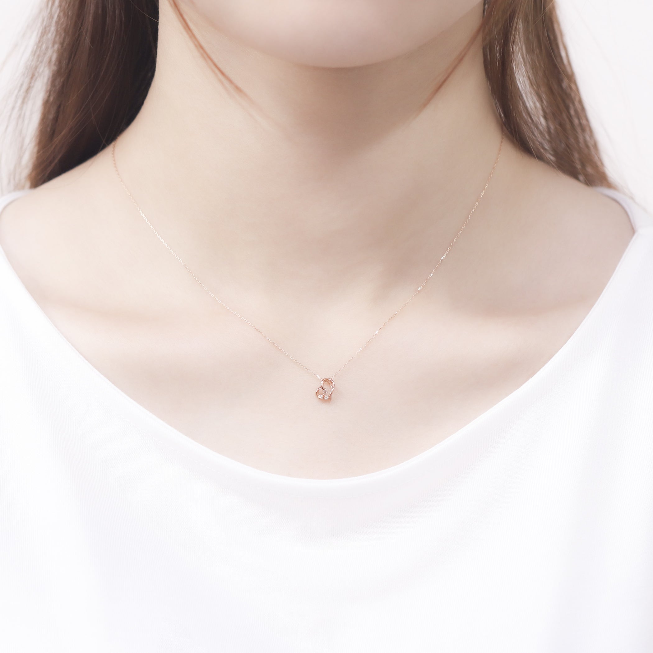 【WEB限定】K10 ピンクゴールド ダイヤモンド ハート ネックレス
