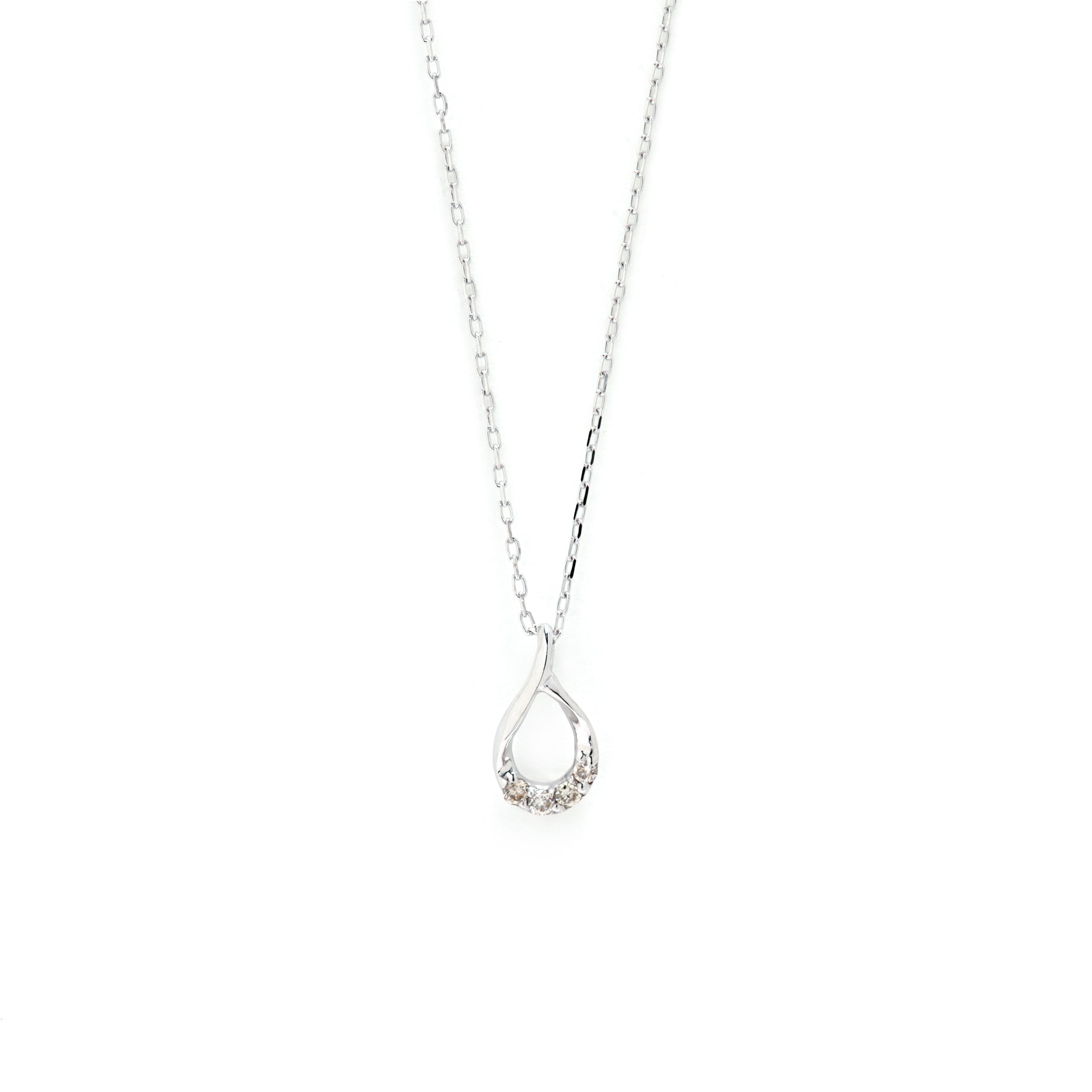【WEB限定】K10 ホワイトゴールド ダイヤモンド しずく ネックレス
