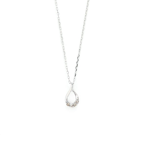 【WEB限定】K10 ホワイトゴールド ダイヤモンド しずく ネックレス
