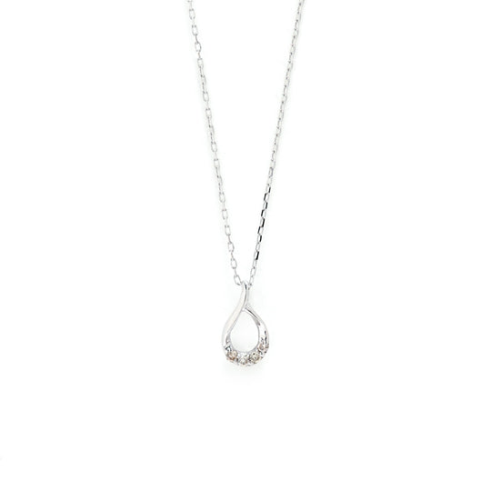 【WEB限定】K10 ホワイトゴールド ダイヤモンド しずく ネックレス
