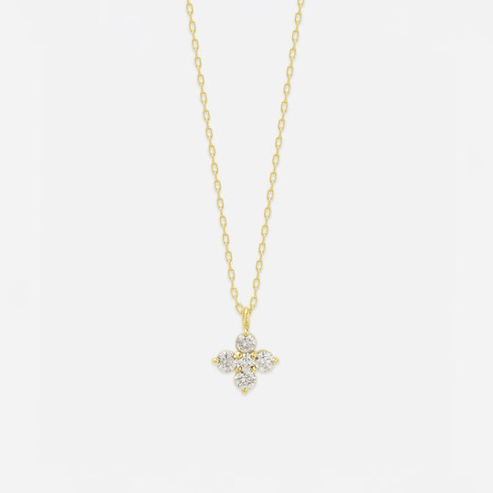 K18 イエローゴールド ダイヤモンド フラワー ネックレス
