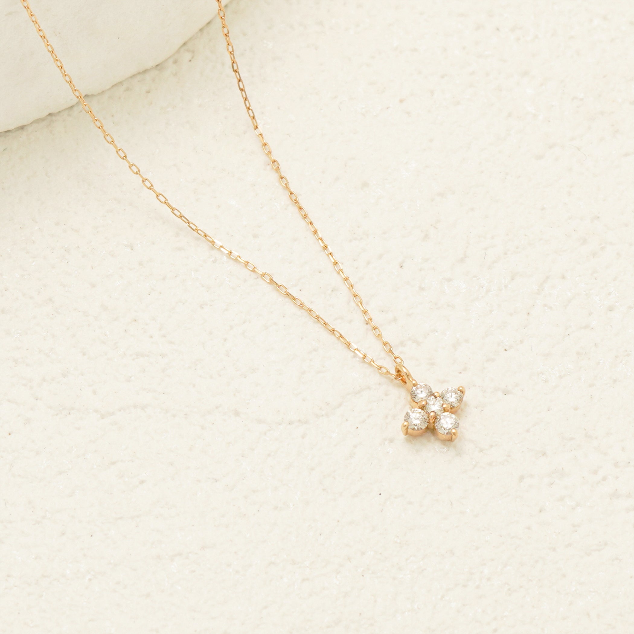 K18 イエローゴールド ダイヤモンド フラワー ネックレス