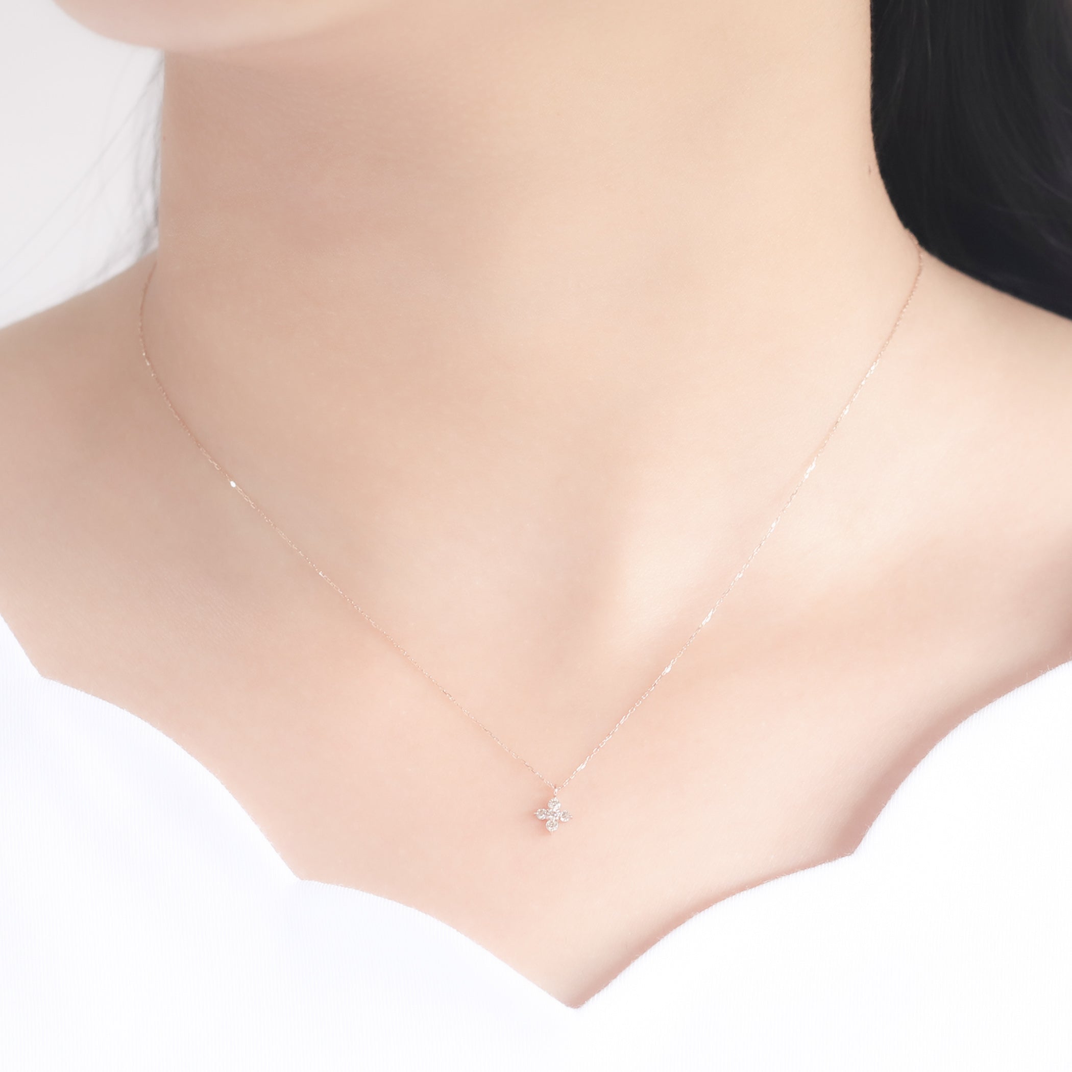 K18 ピンクゴールド ダイヤモンド フラワー ネックレス