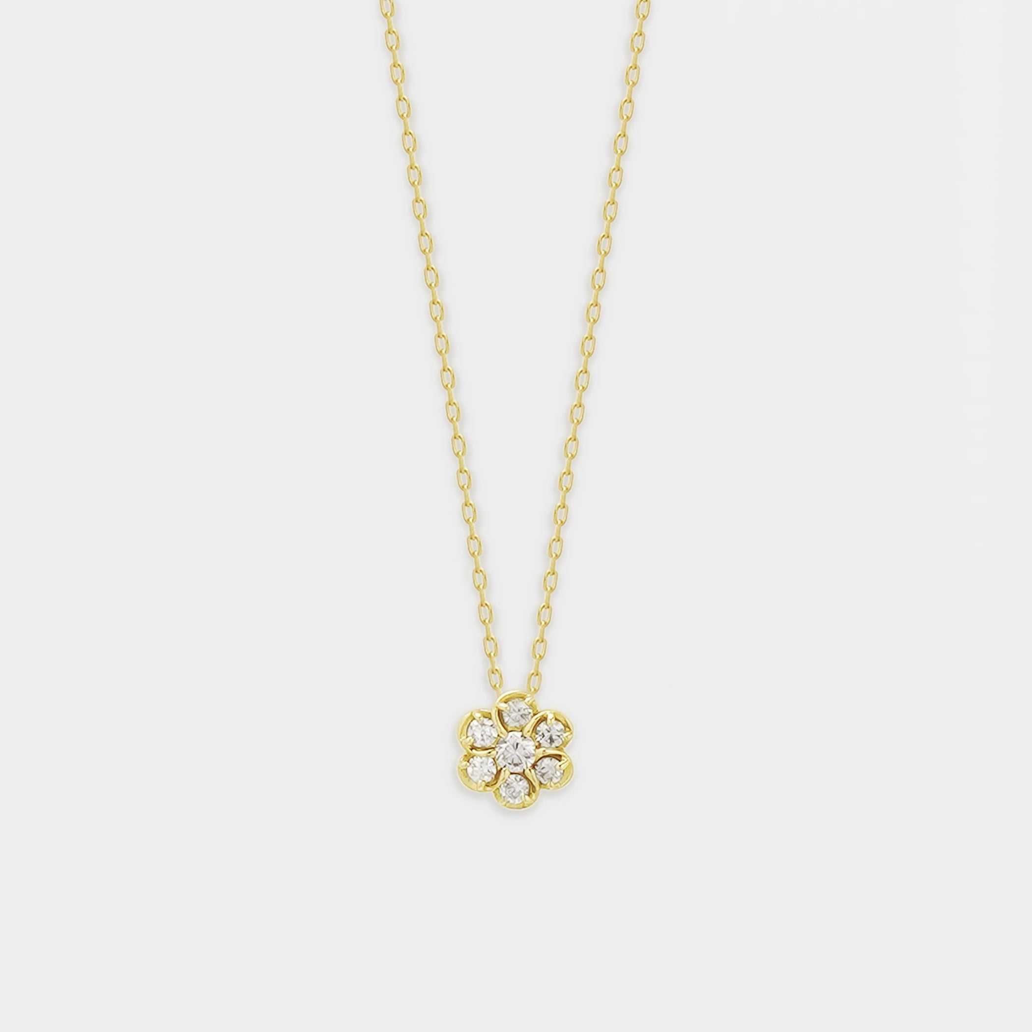 K18 イエローゴールド ダイヤモンド フラワー ネックレス