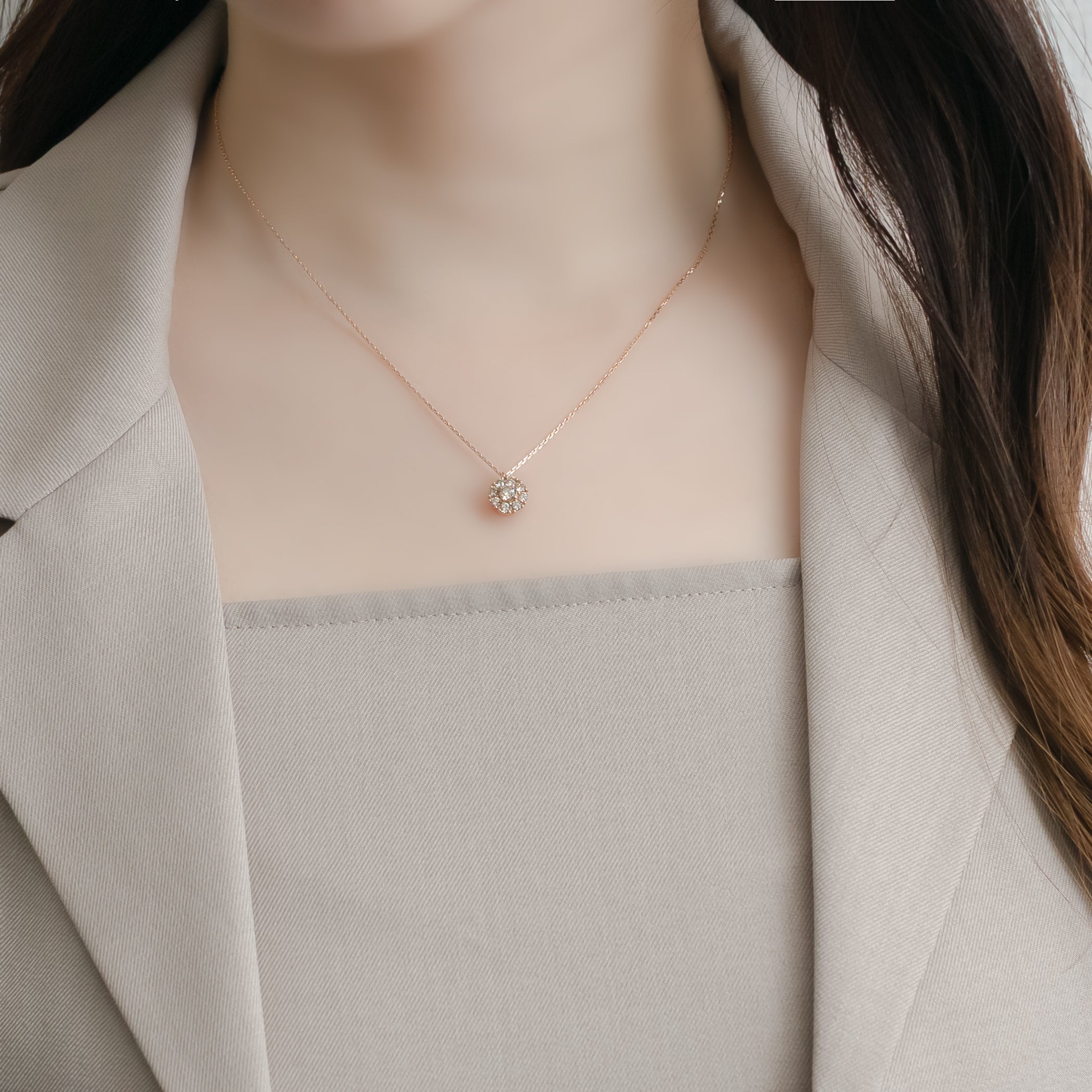 Milluflora k18PG ダイヤネックレス WEB限定】K18 ピンクゴールド ダイヤモンド ネックレス（0.12ct