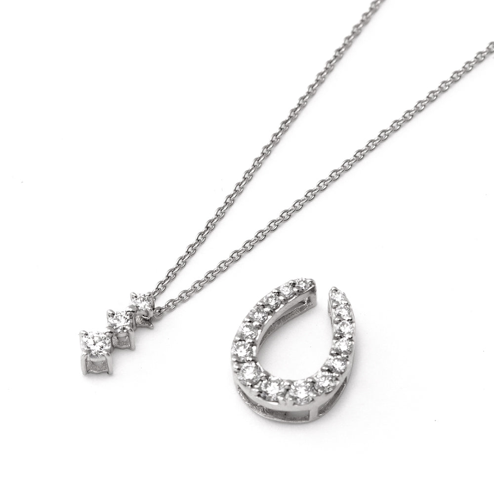 プラチナ ダイヤモンド 馬蹄 3Way ネックレス（0.3ct）