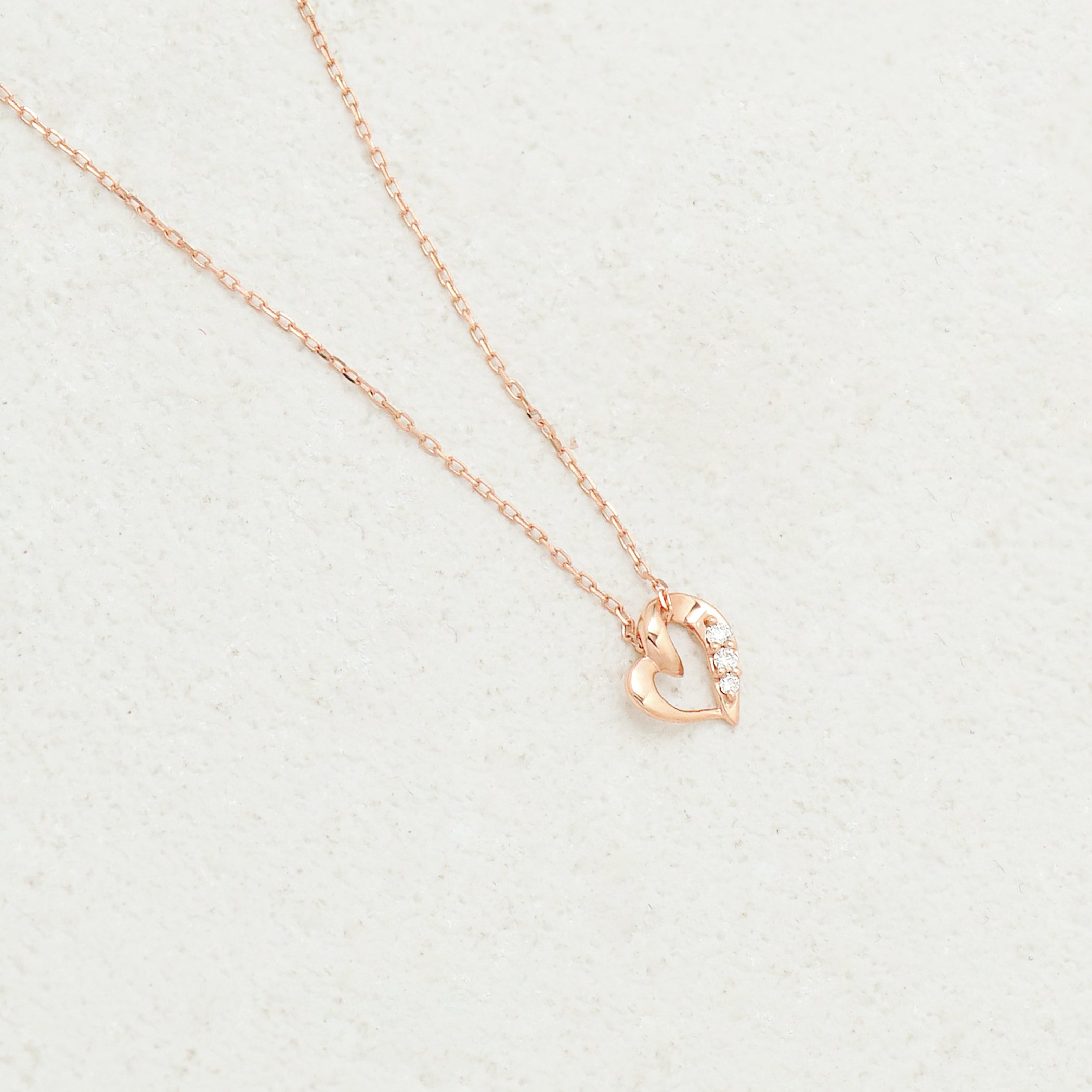 WEB限定】K10 ピンクゴールド ダイヤモンド ハート ネックレス