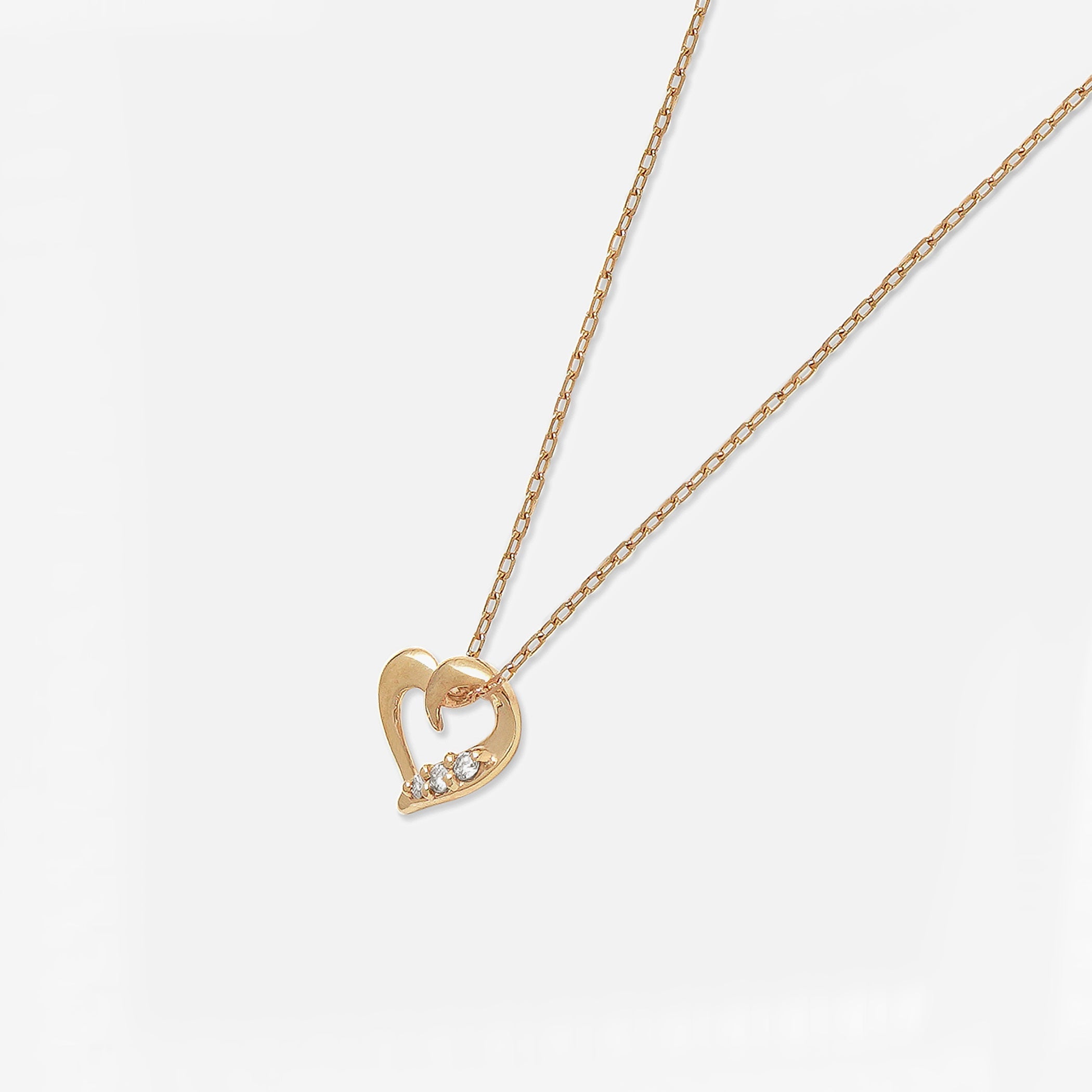 WEB限定】K10 ピンクゴールド ダイヤモンド ハート ネックレス