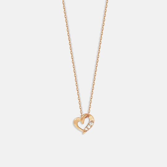 【WEB限定】K10 ピンクゴールド ダイヤモンド ハート ネックレス