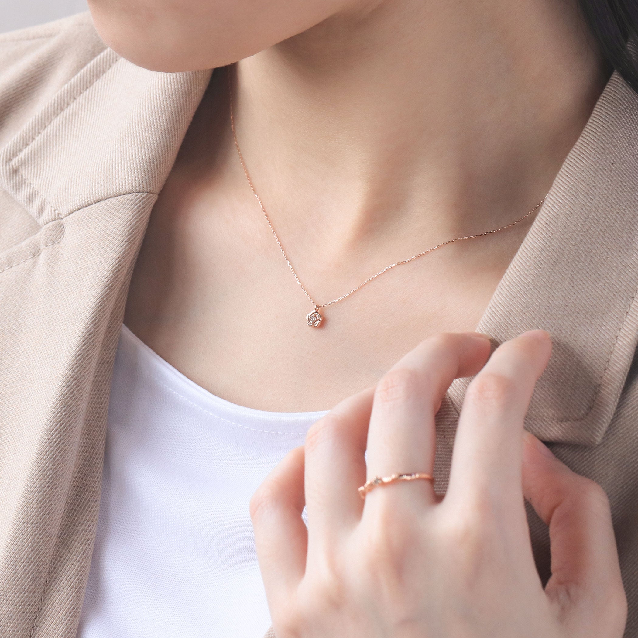 【WEB限定】K10 ピンクゴールド ダイヤモンド フラワー ネックレス