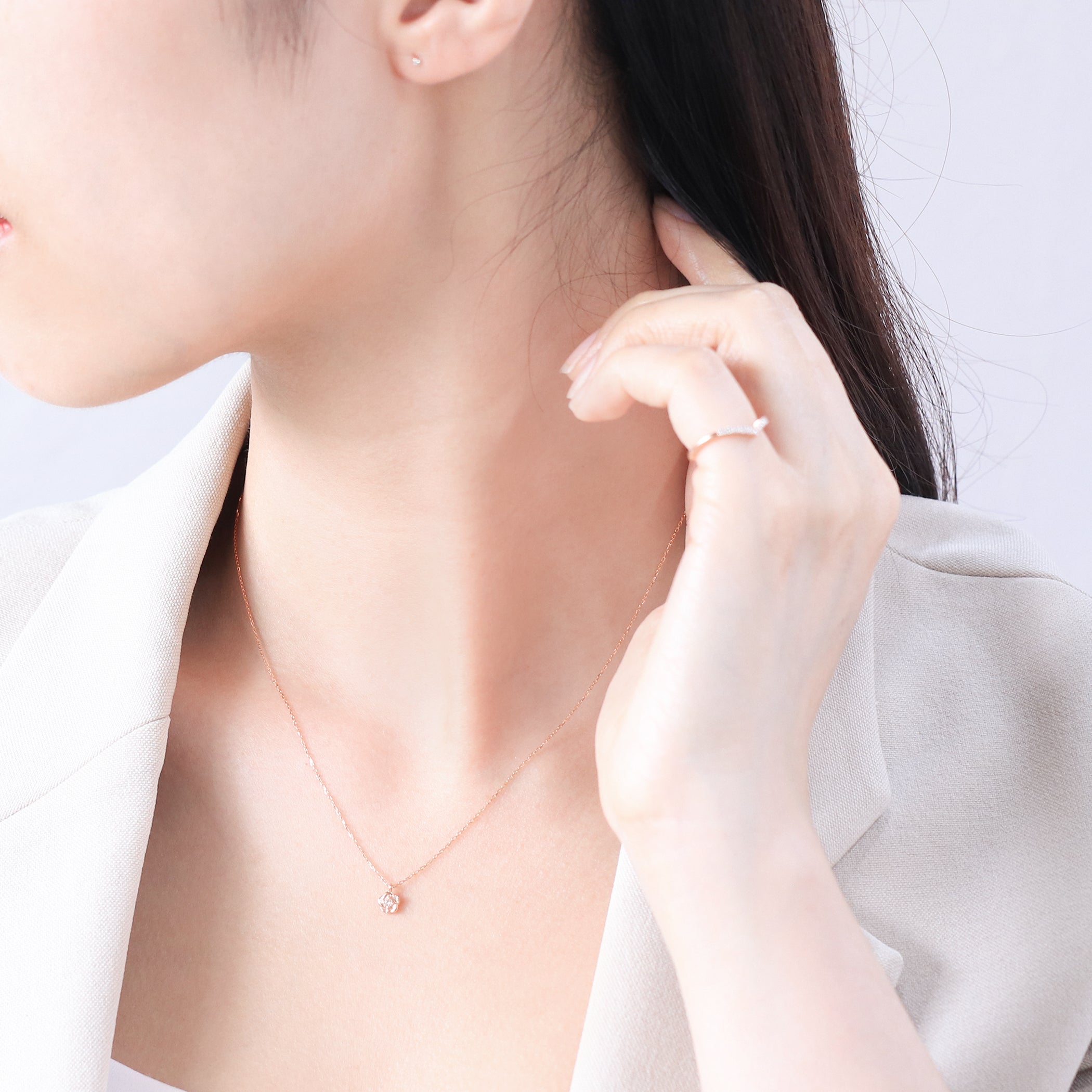 【WEB限定】K10 ピンクゴールド ダイヤモンド フラワー ネックレス