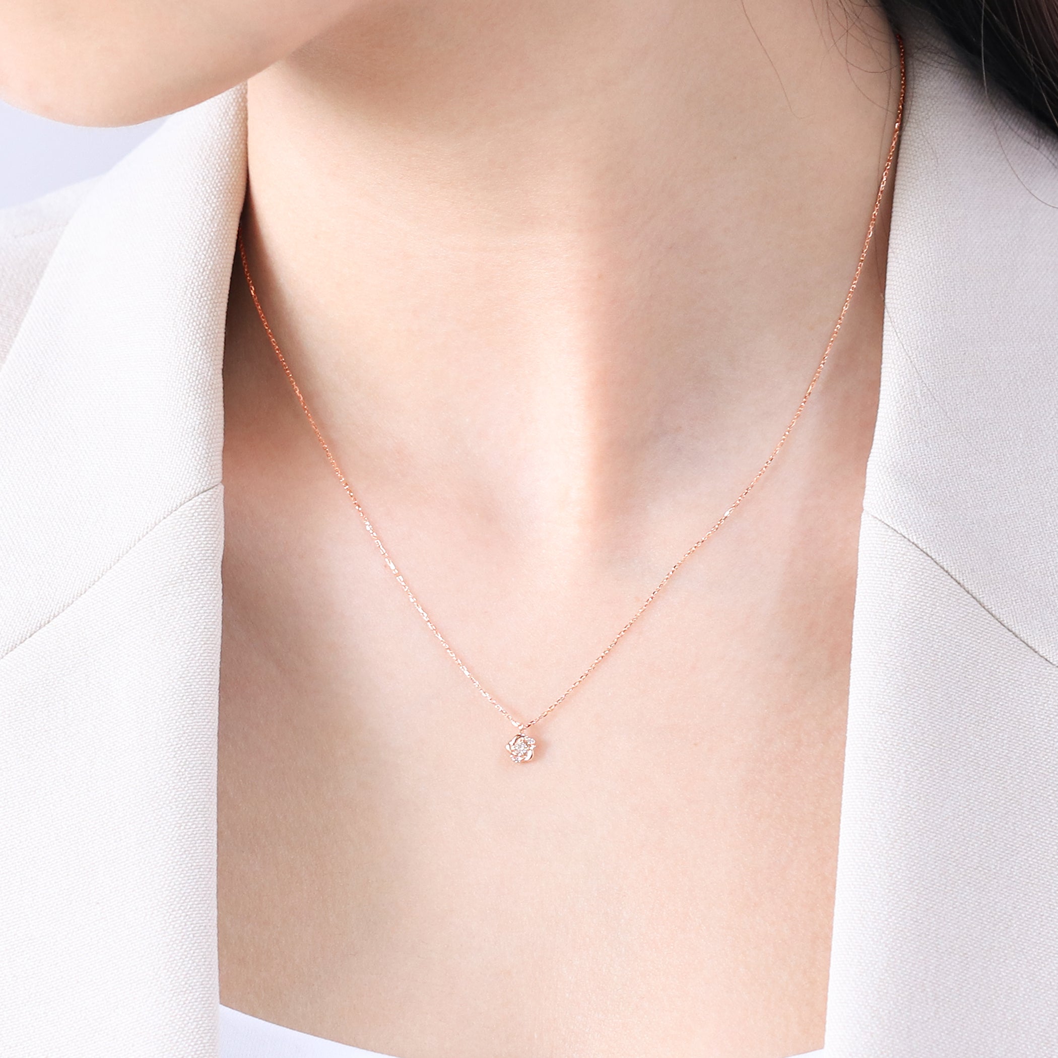WEB限定】K10 ピンクゴールド ダイヤモンド フラワー ネックレス