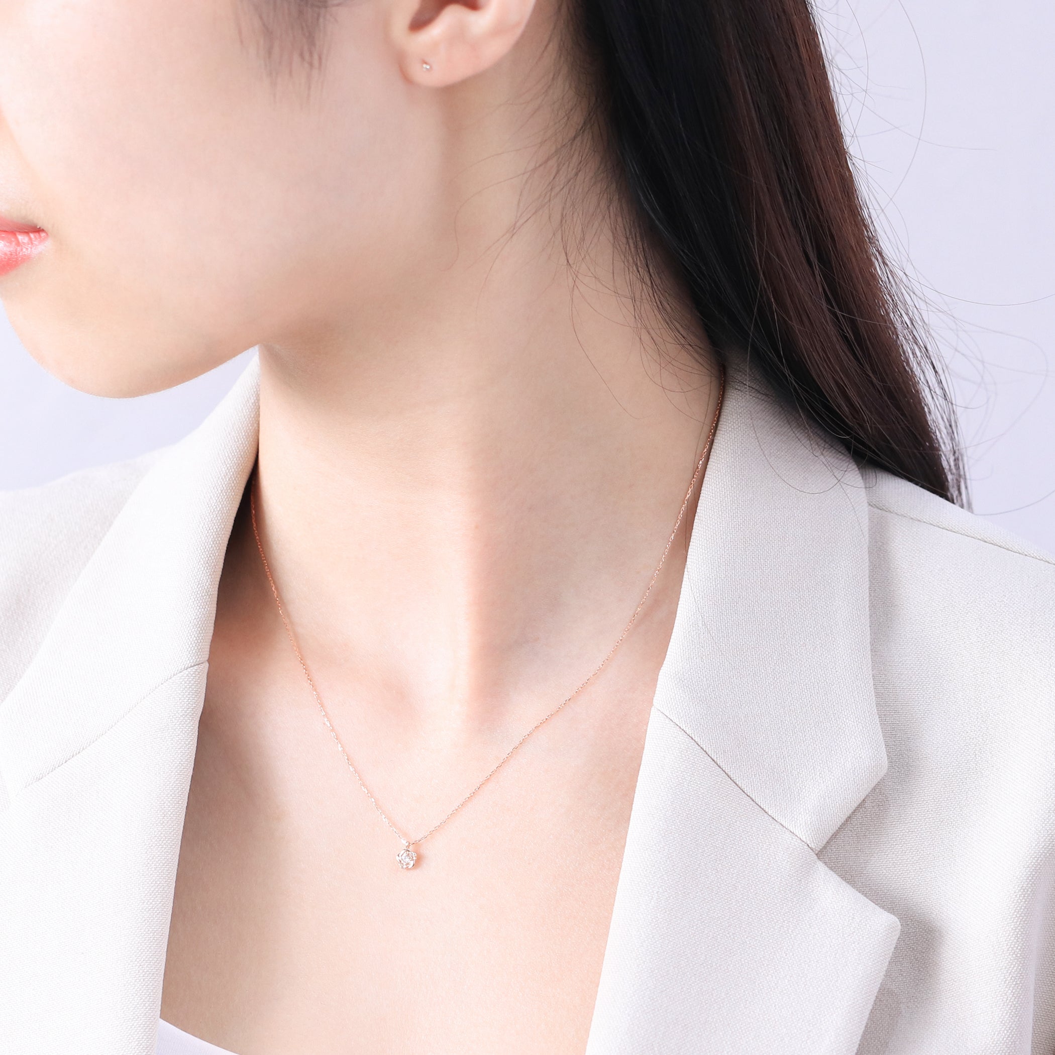 【WEB限定】K10 ピンクゴールド ダイヤモンド フラワー ネックレス