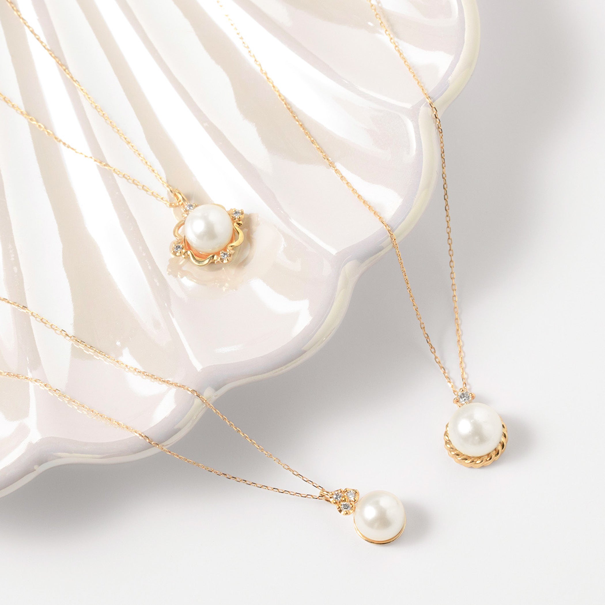 6月誕生石 K10 イエローゴールド あこや真珠 ネックレス