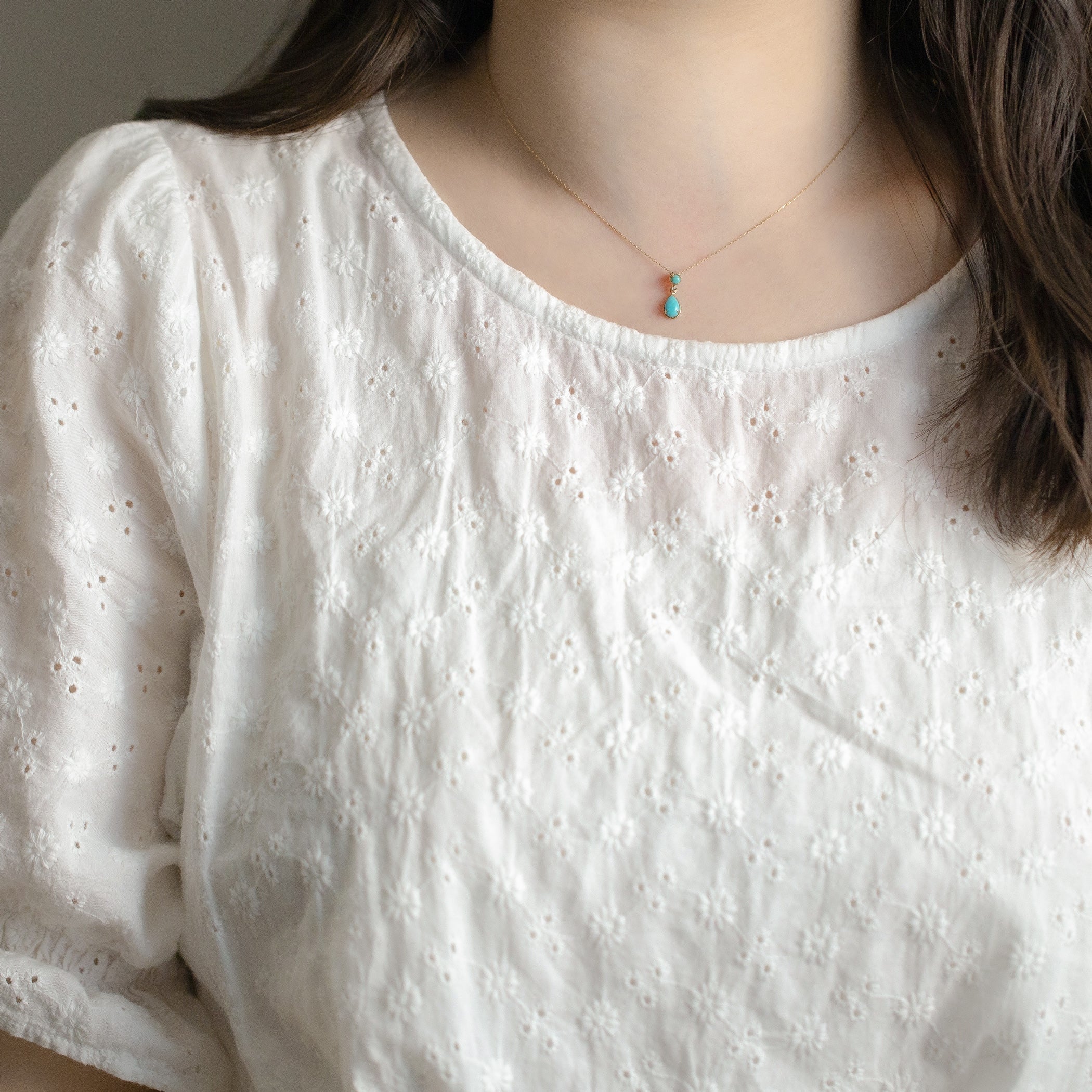 【WEB限定】12月誕生石 K10 イエローゴールド ターコイズ しずく ネックレス