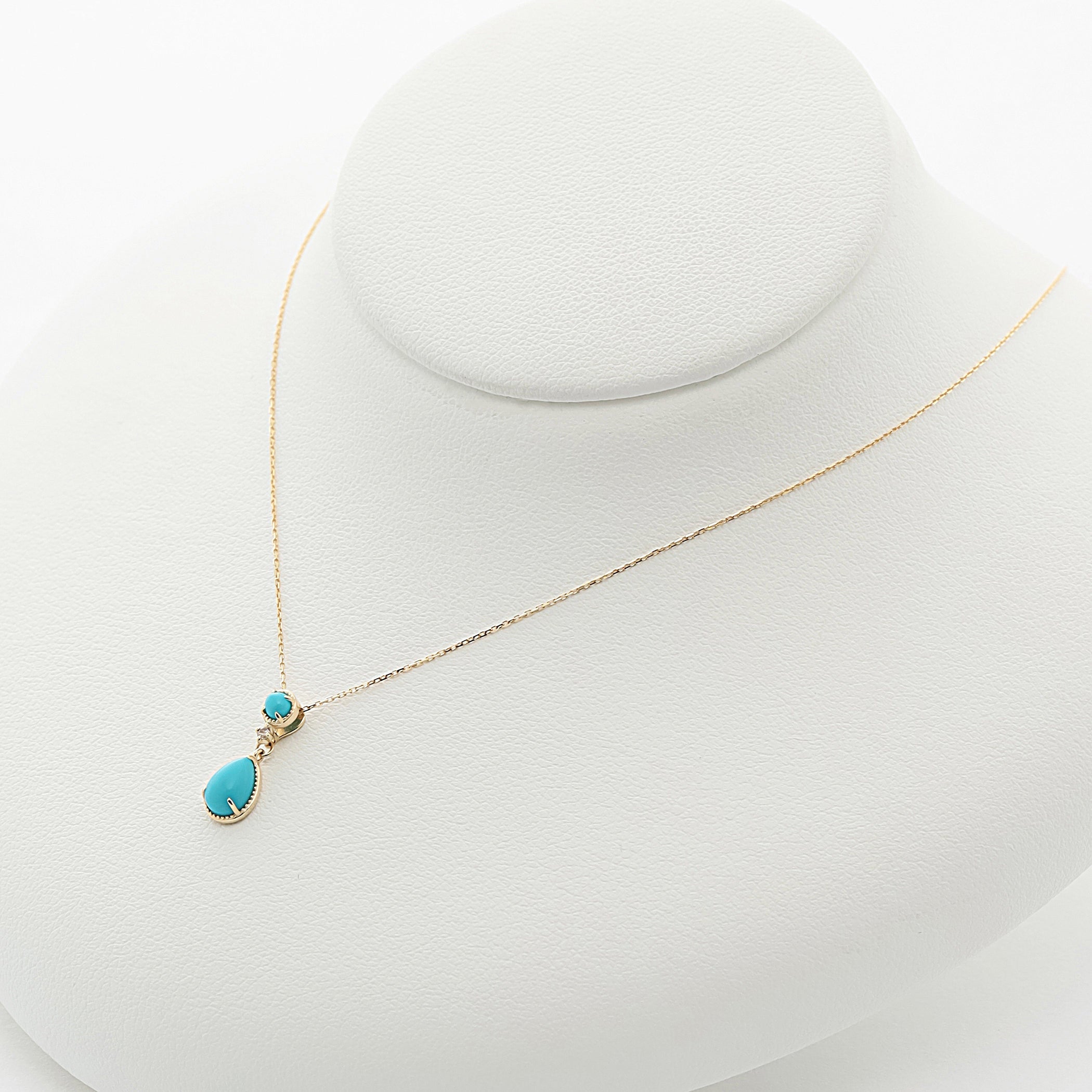 【WEB限定】12月誕生石 K10 イエローゴールド ターコイズ しずく ネックレス