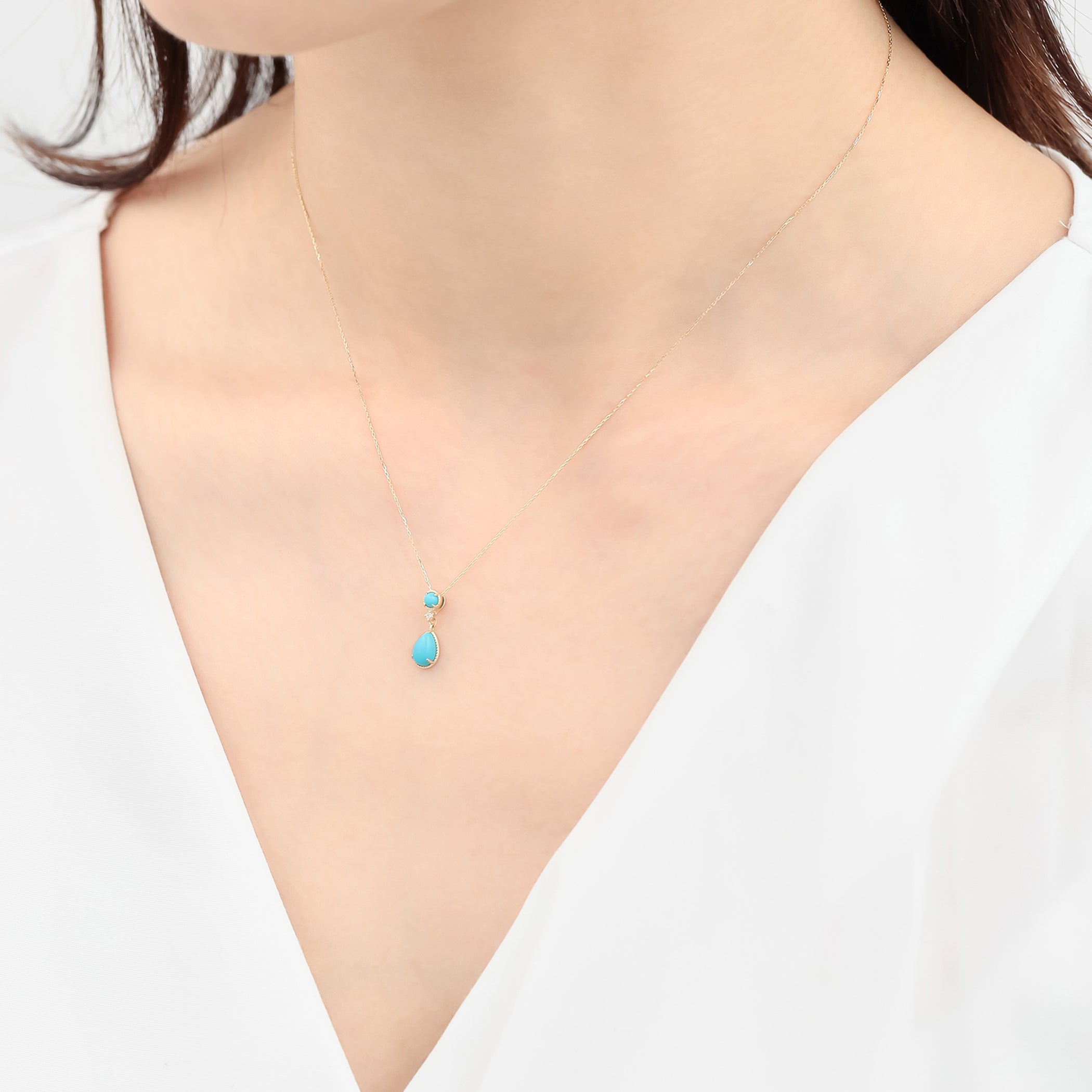 【WEB限定】12月誕生石 K10 イエローゴールド ターコイズ しずく ネックレス