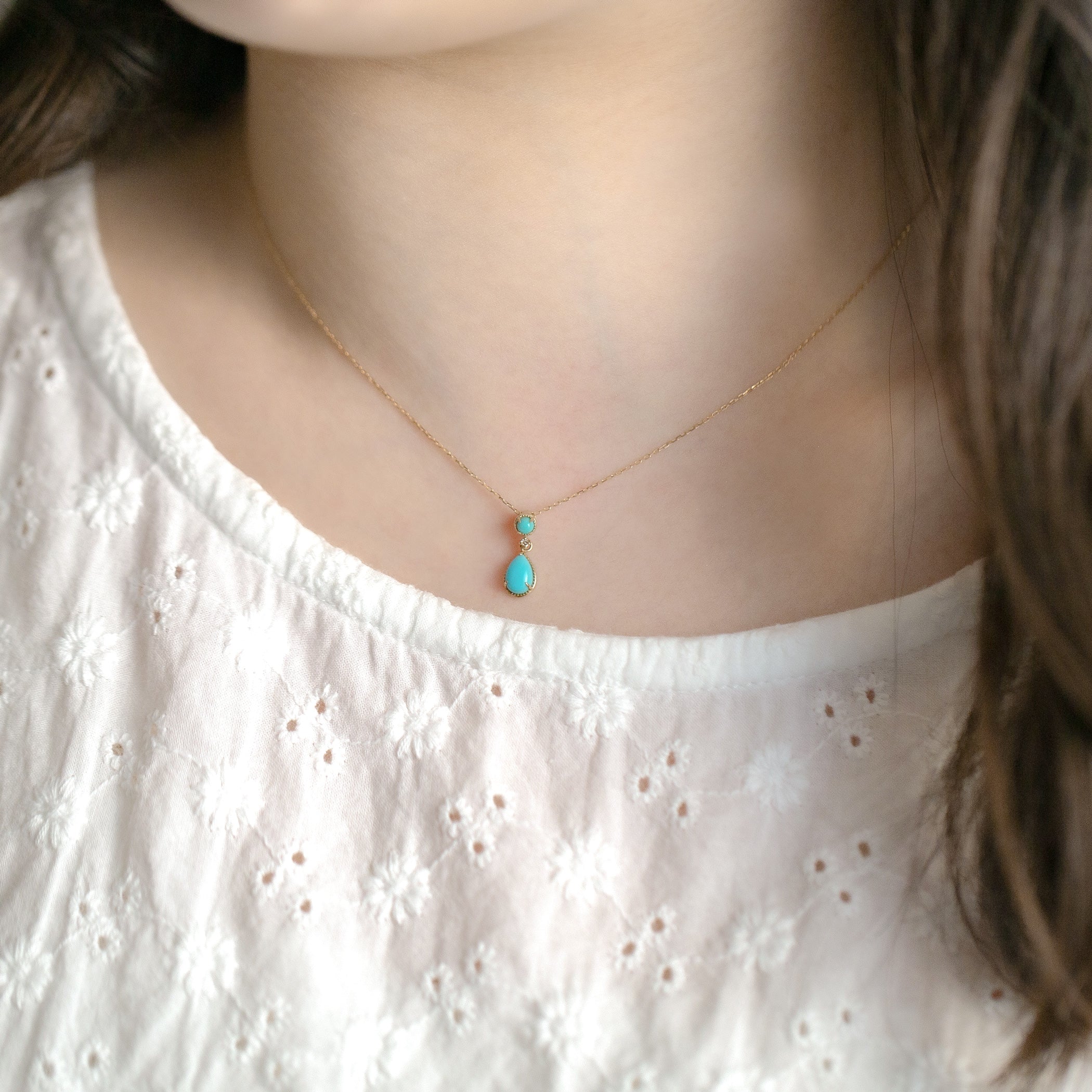 【WEB限定】12月誕生石 K10 イエローゴールド ターコイズ しずく ネックレス