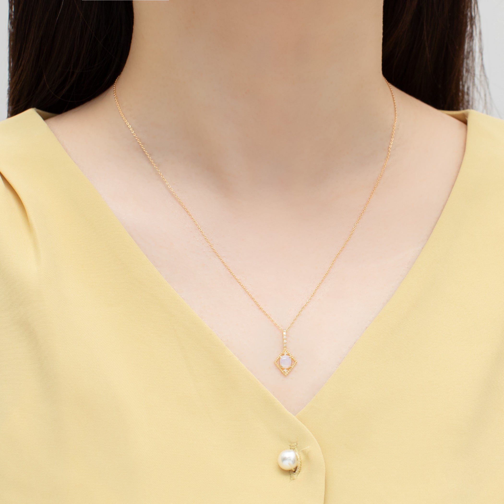 10月誕生石 K18 イエローゴールド オパール ネックレス
