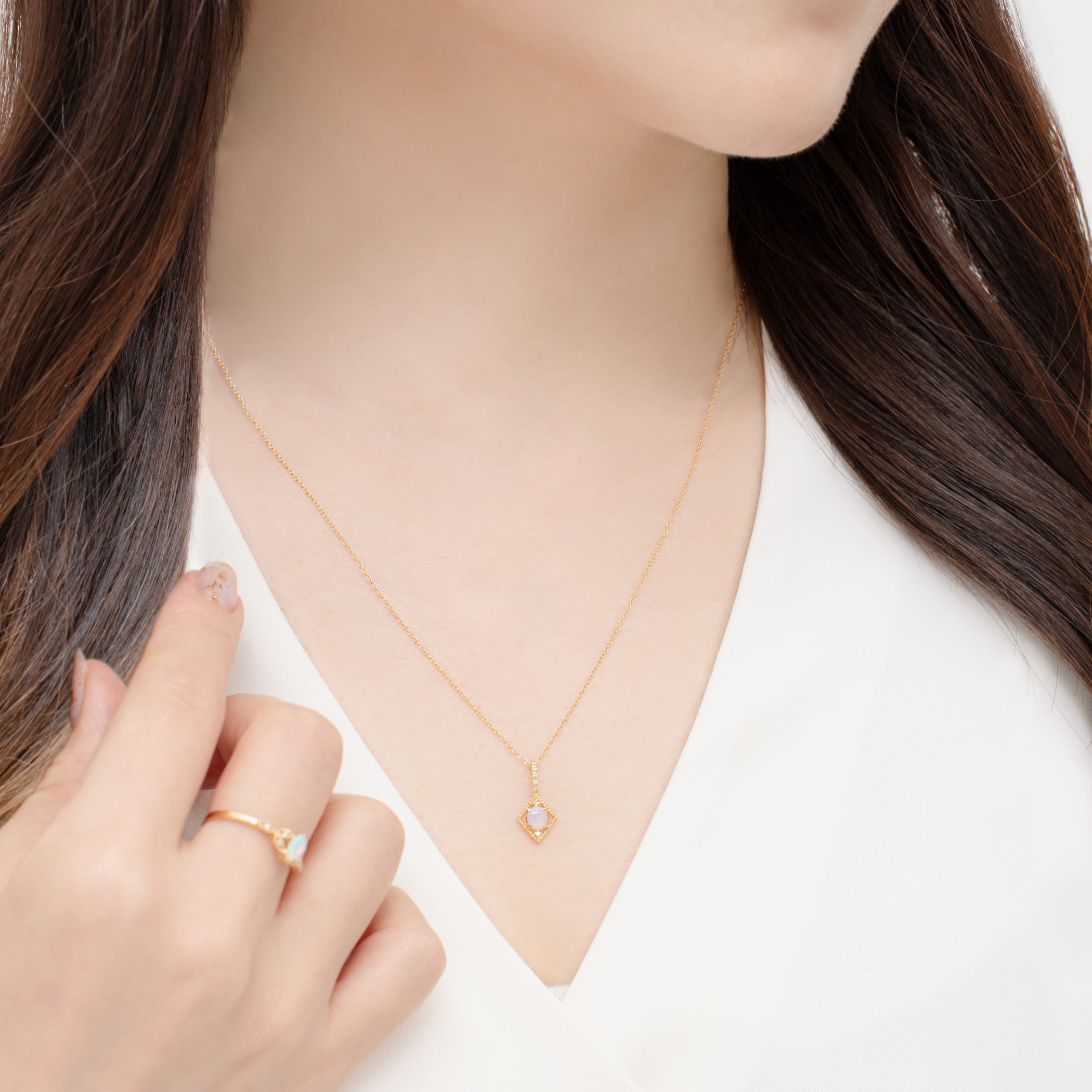 WEB限定】10月誕生石 K18 イエローゴールド オパール ネックレス