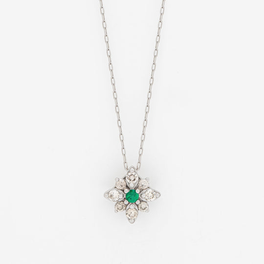 5月誕生石 プラチナ エメラルド ネックレス