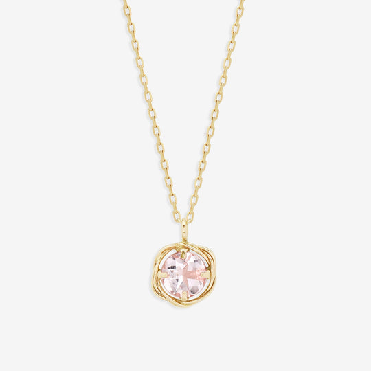 4月誕生石 K10 イエローゴールド モルガナイト ネックレス